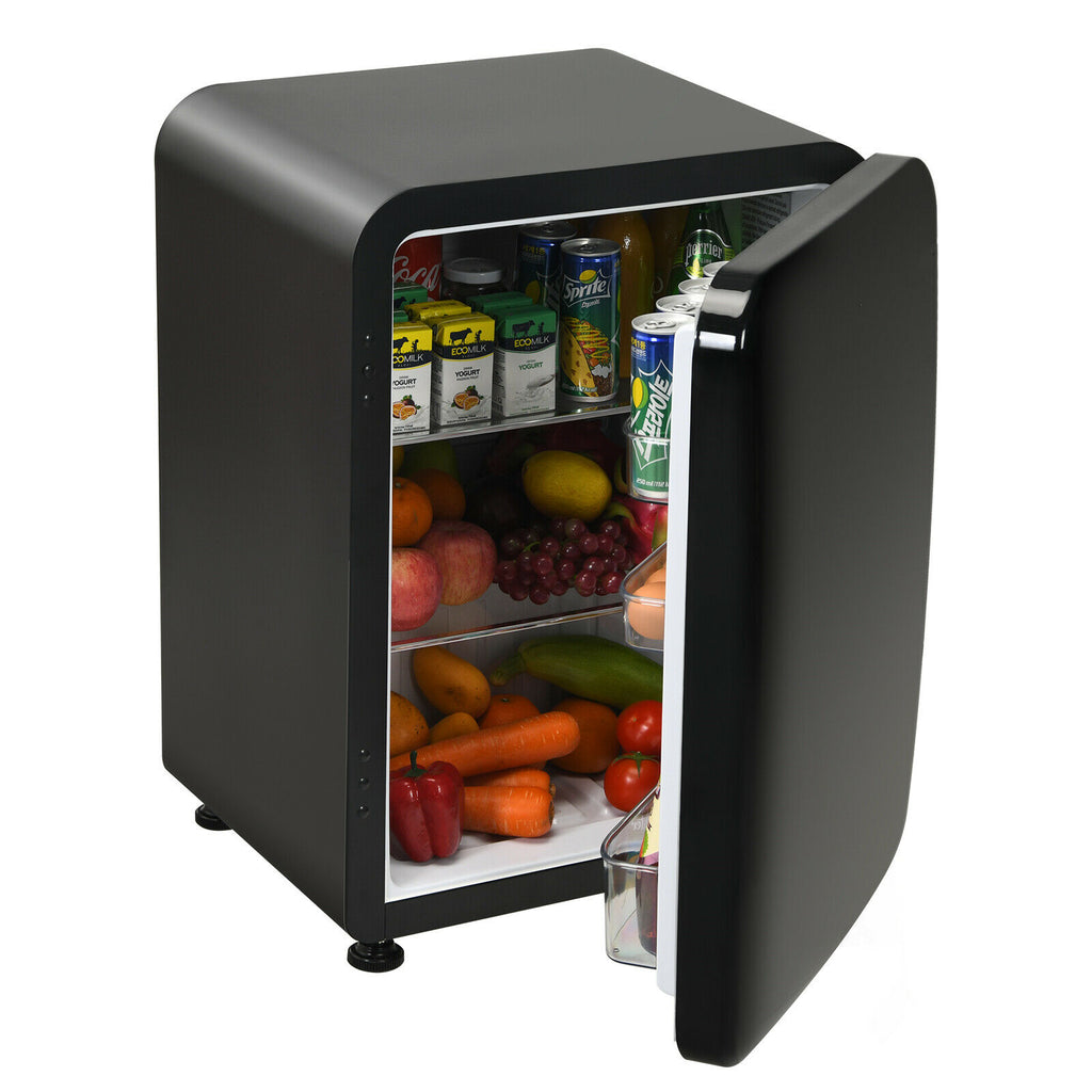 68L Compact Refrigerator with LED Light and Adjustable Thermostat Black