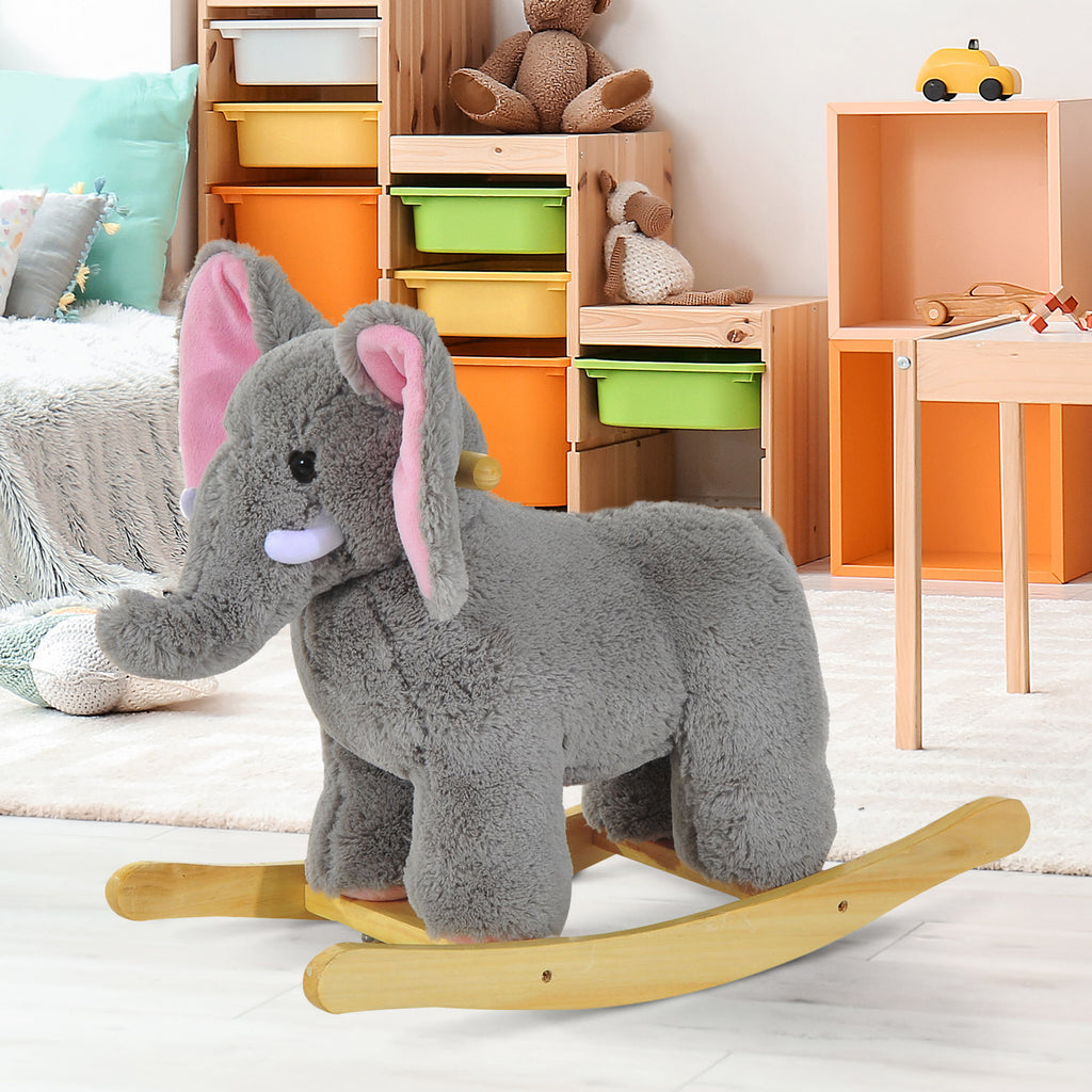 HOMCOM Kids Plush Ride On?Elephant-Grey