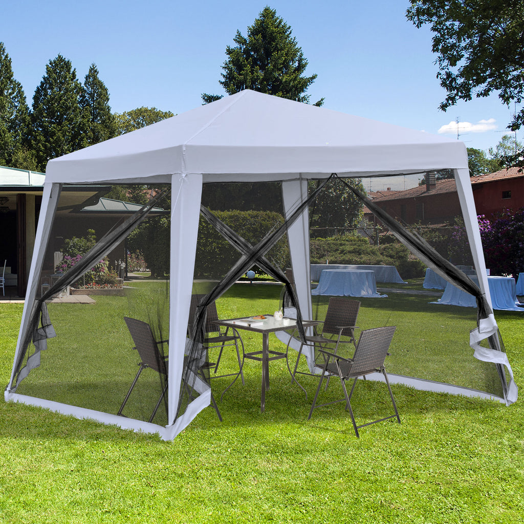 Outsunny 3 x 3 meter Outdoor Garden Gazebo Canopy Tent Sun Shade Event Shelter with Mesh Screen Side Walls Grey - Inspirely