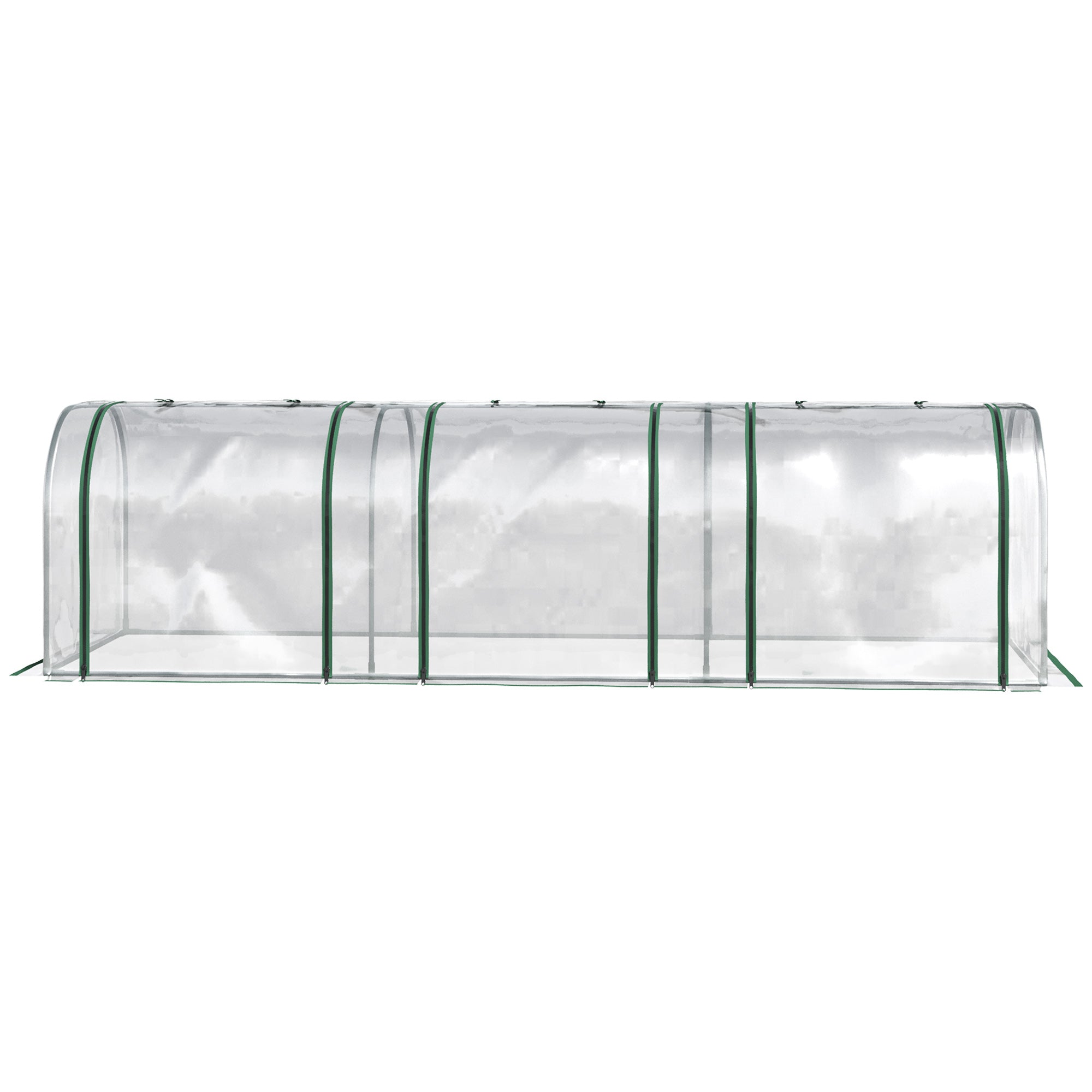 Outsunny PVC Tunnel Greenhouse Green Grow House Steel Frame for Garden Backyard with Zipper Doors 295x100x80 cm, Clear