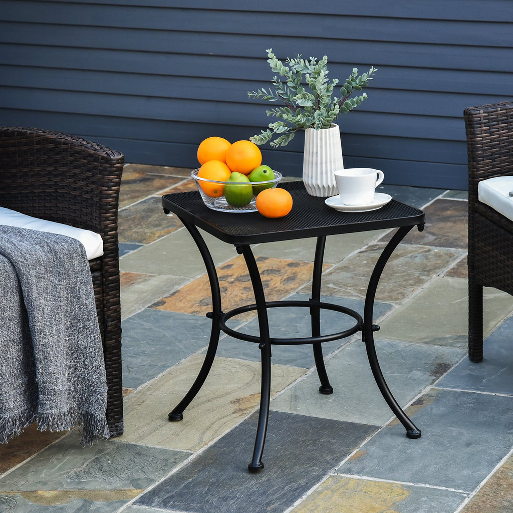 Outsunny Metal Square Outdoor Garden Bistro Table Black - Inspirely