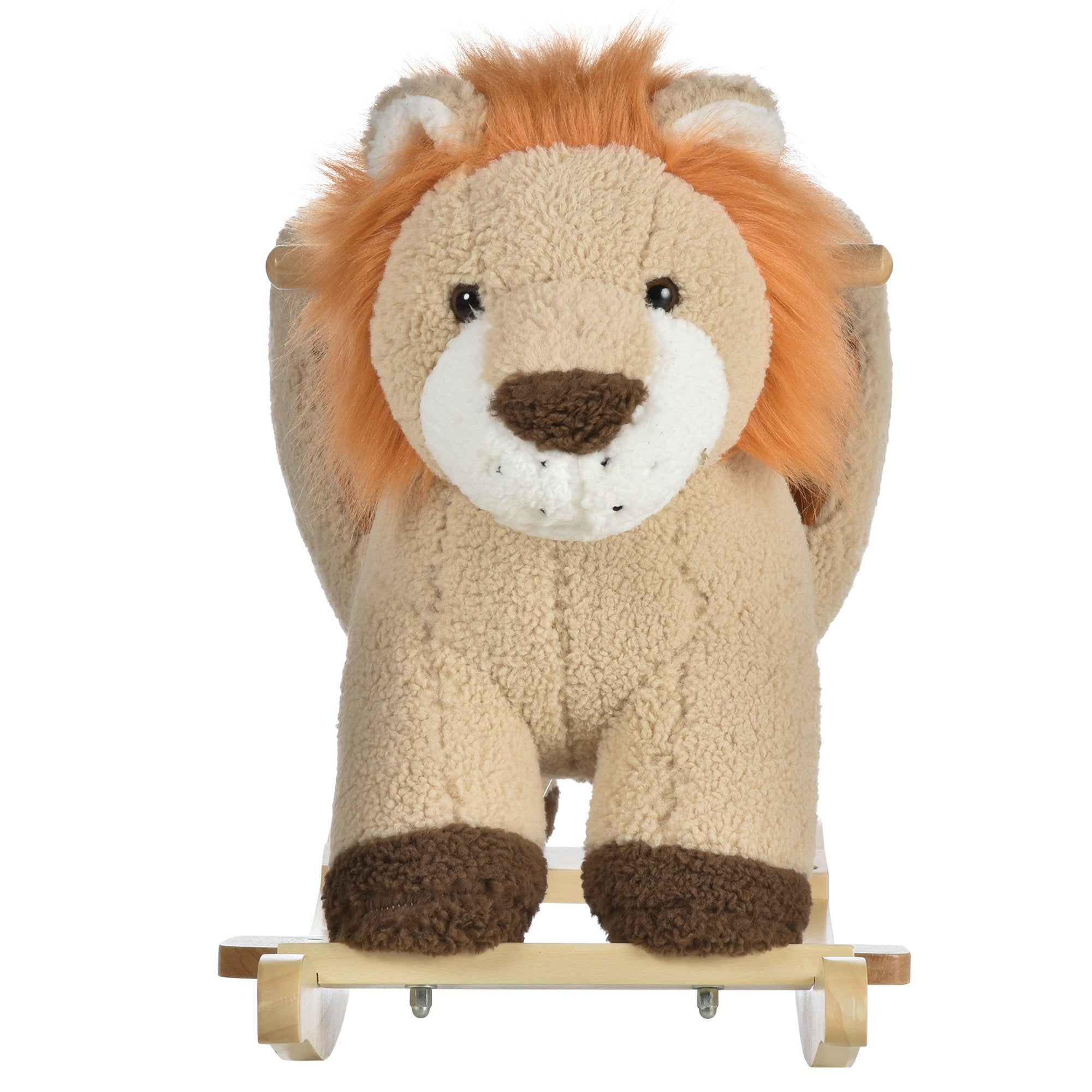 HOMCOM Toddlers Plush Lion Rocking Horse Brown - Inspirely