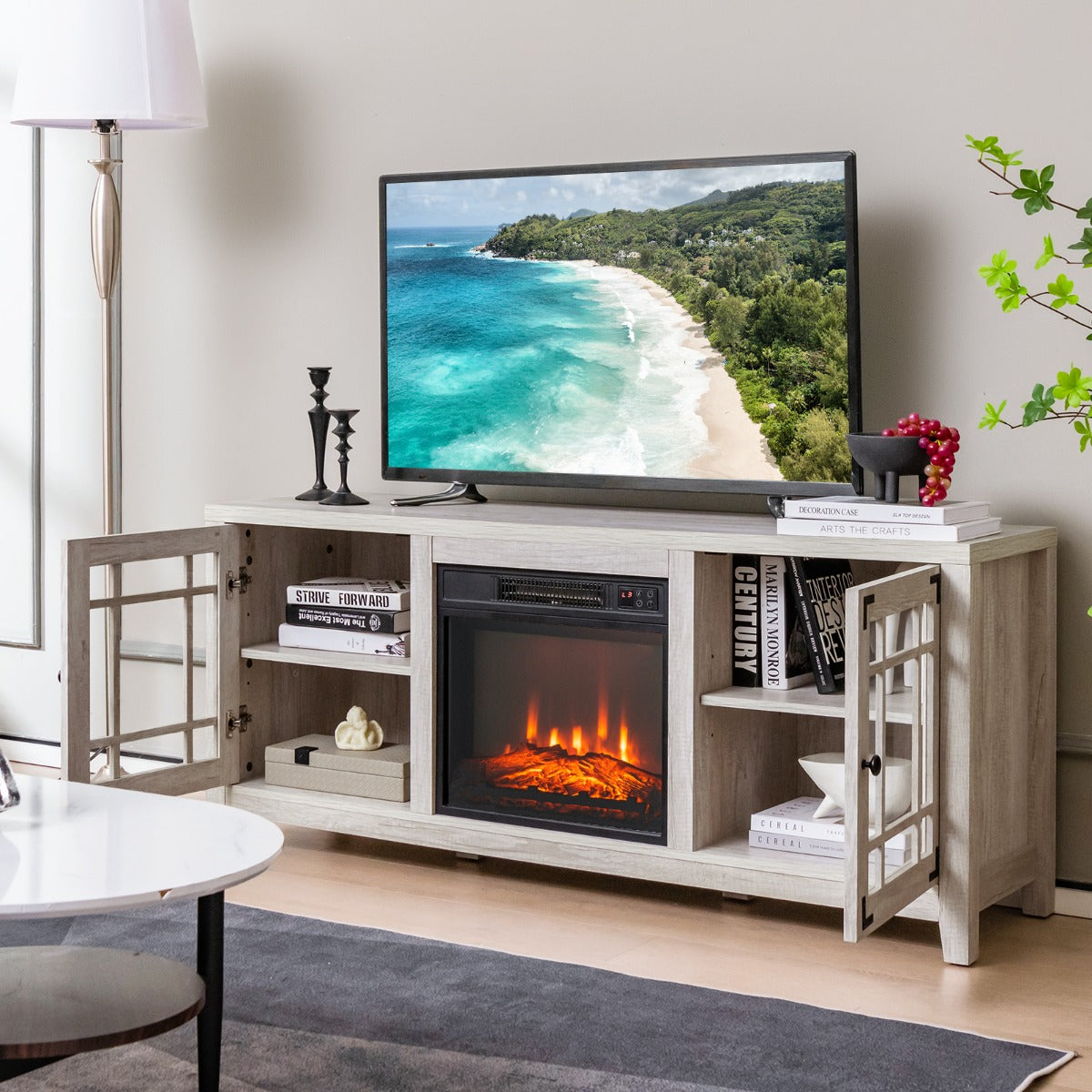 Barnett tv stand on sale with fireplace