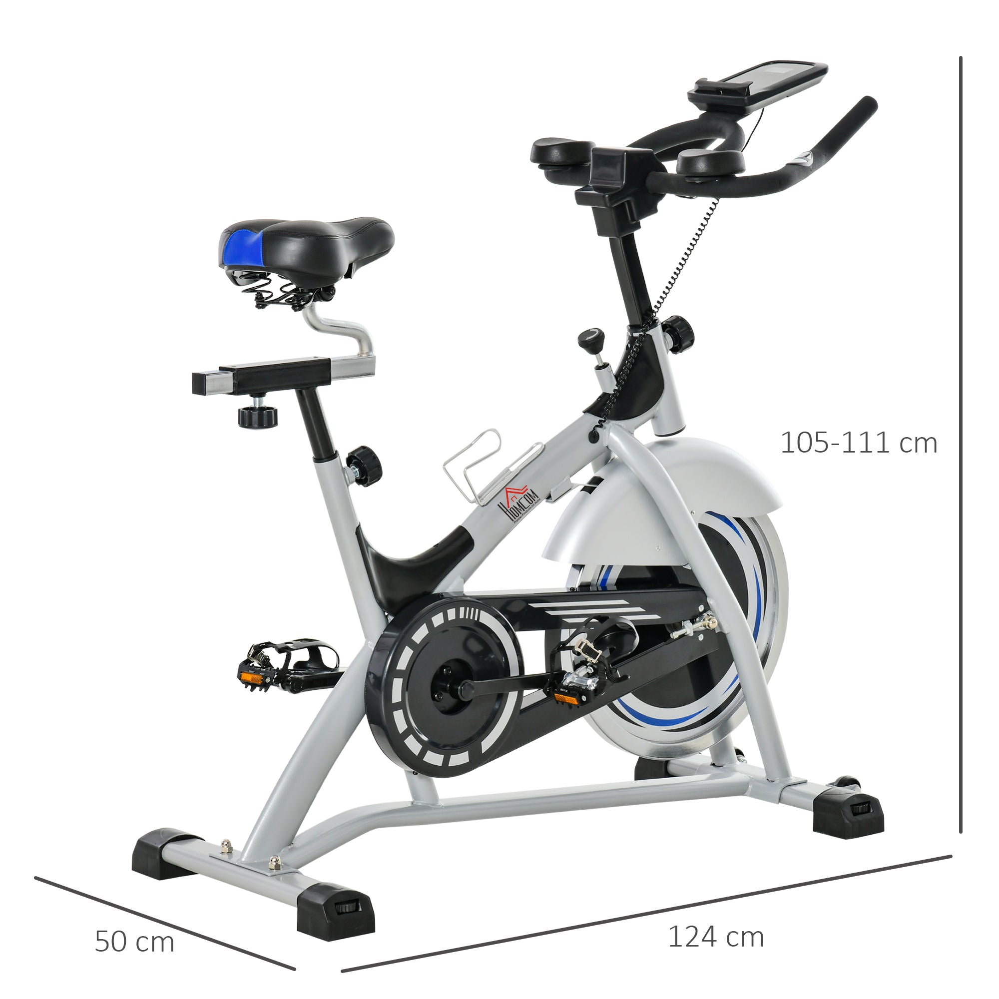 HOMCOM Indoor Cycling Exercise Bike Quiet Drive Fitness Stationary, 15KG Flywheel Cardio Workout Bicycle, Adjustable Seat& Resistance, w/LCD Monitor - Inspirely