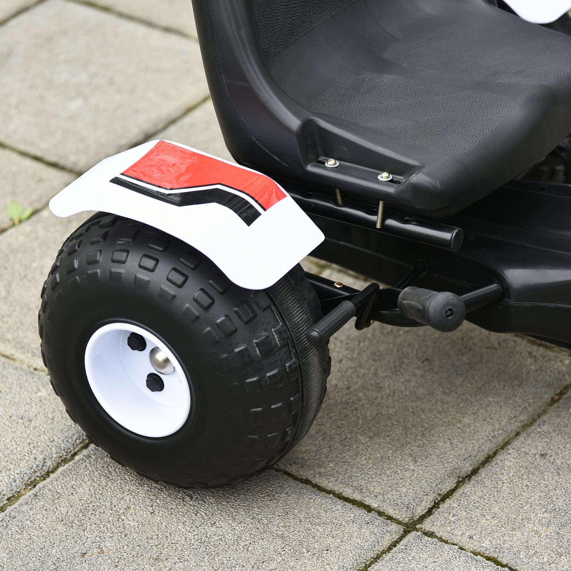 HOMCOM Kids Adjustable Seat PP Pedal Go-Kart White/Red - Inspirely
