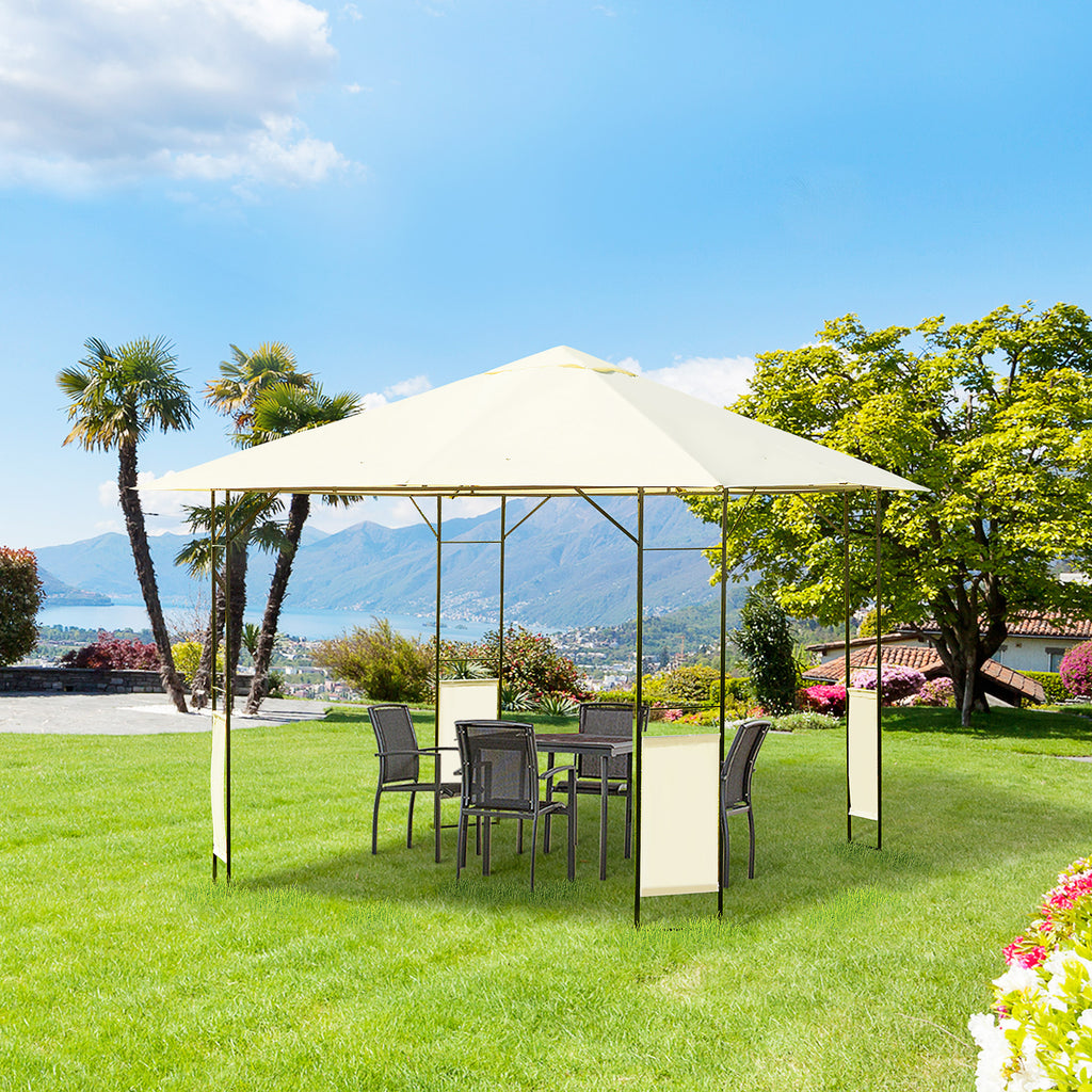 Outsunny 3 x 3 m Garden Metal Gazebo for Party and BBQ w/ Water-resistant PE Canopy Top, Cream - Inspirely