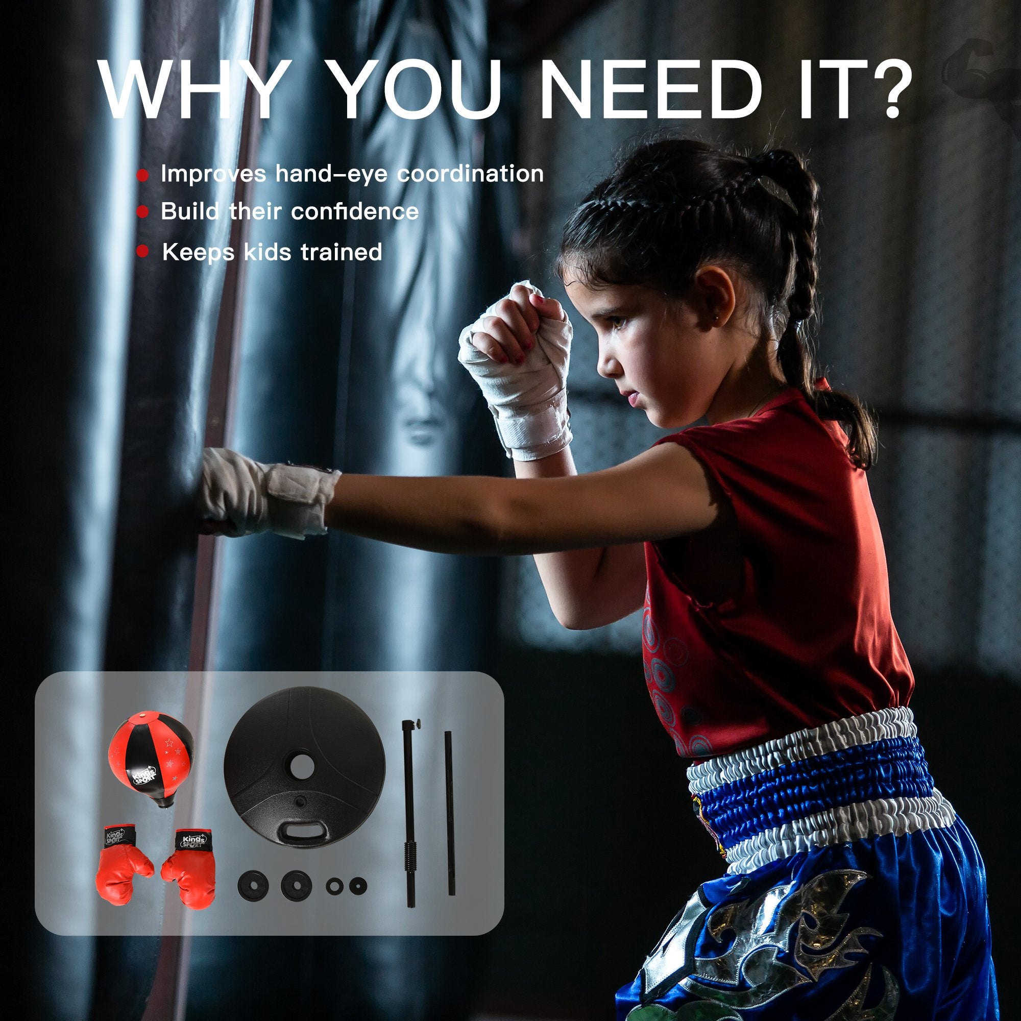 HOMCOM Boxing Punch Ball Set Ф38x78-120cm Fighting Game 360 Degree Rebound Spring PP PVC Adjustable Teenager