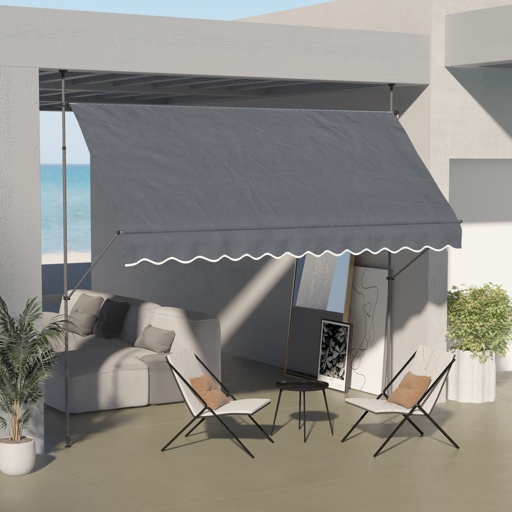 3.5 x 1.2m Retractable Awning, Free Standing Patio Sun Shade Shelter, UV Resistant, for Window and Door, Dark Grey