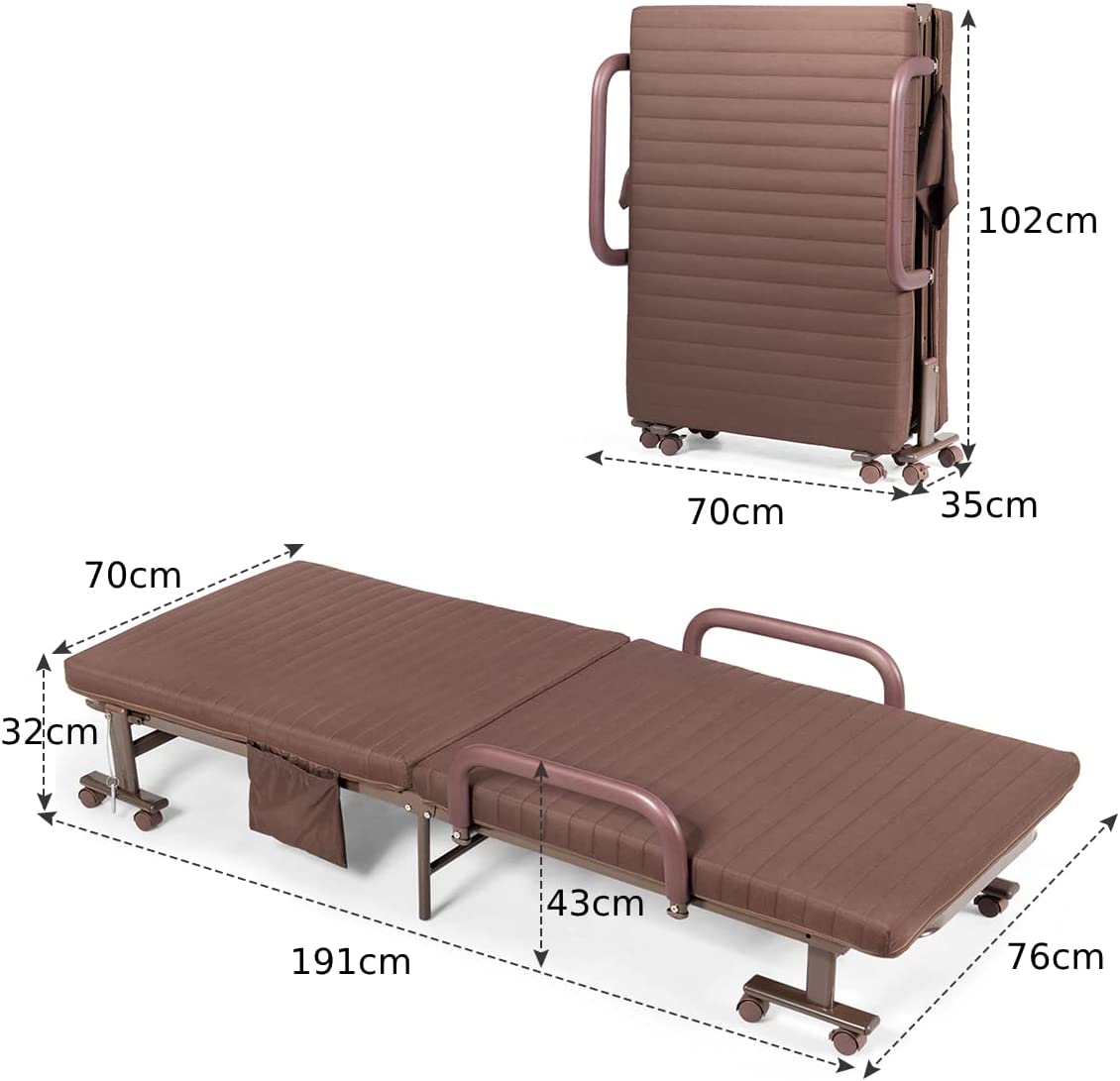 Folding Sofa Bed with Mattress Brown