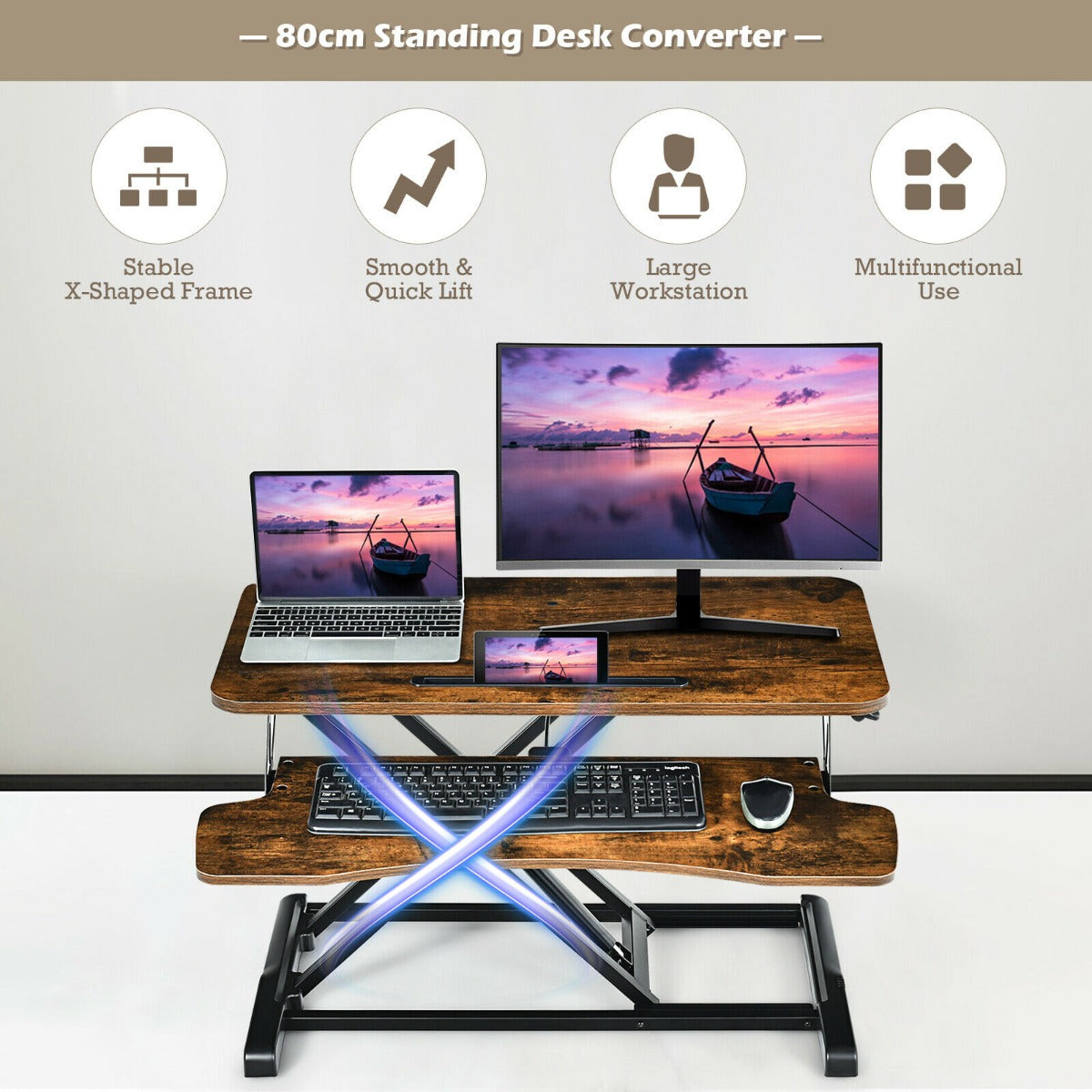 Adjustable Standing Desk with Keyboard Tray