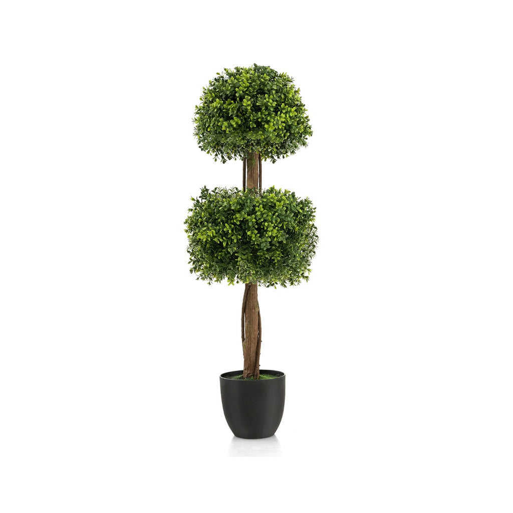 100 CM Artificial Boxwood Topiary Ball Tree with Cement-filled Plastic Pot