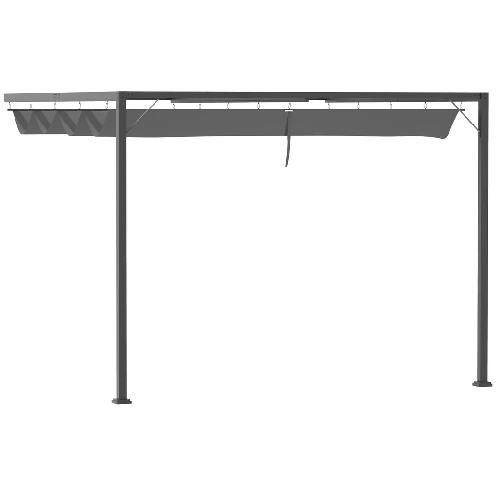 Outsunny 3(m) Outdoor Pergola Retractable Canopy Wall Mounted Gazebo Patio Shelter Sun Shade, Grey - Inspirely