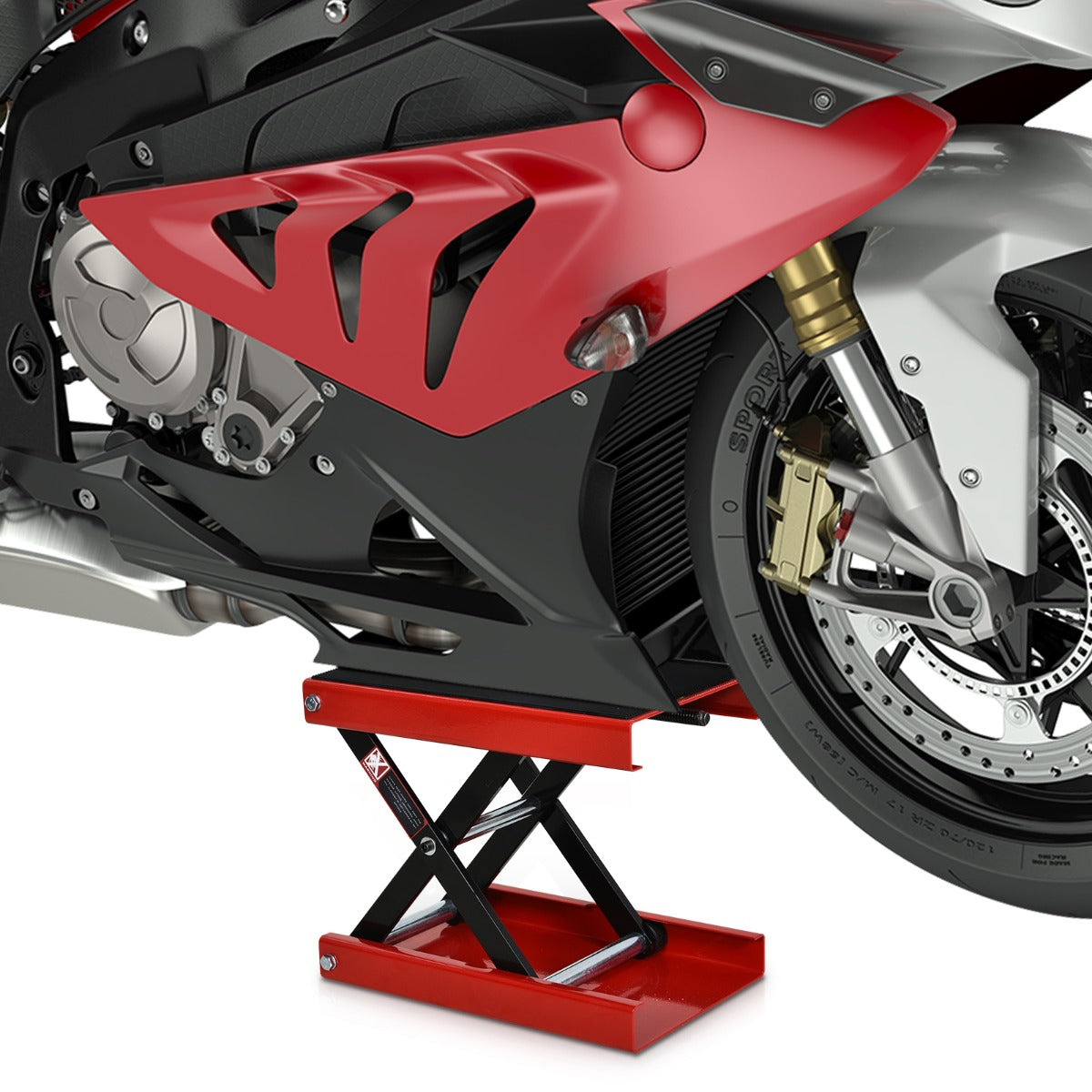 DURHAND Steel Manual Repair Motorcycle Lift Platform Red - Inspirely