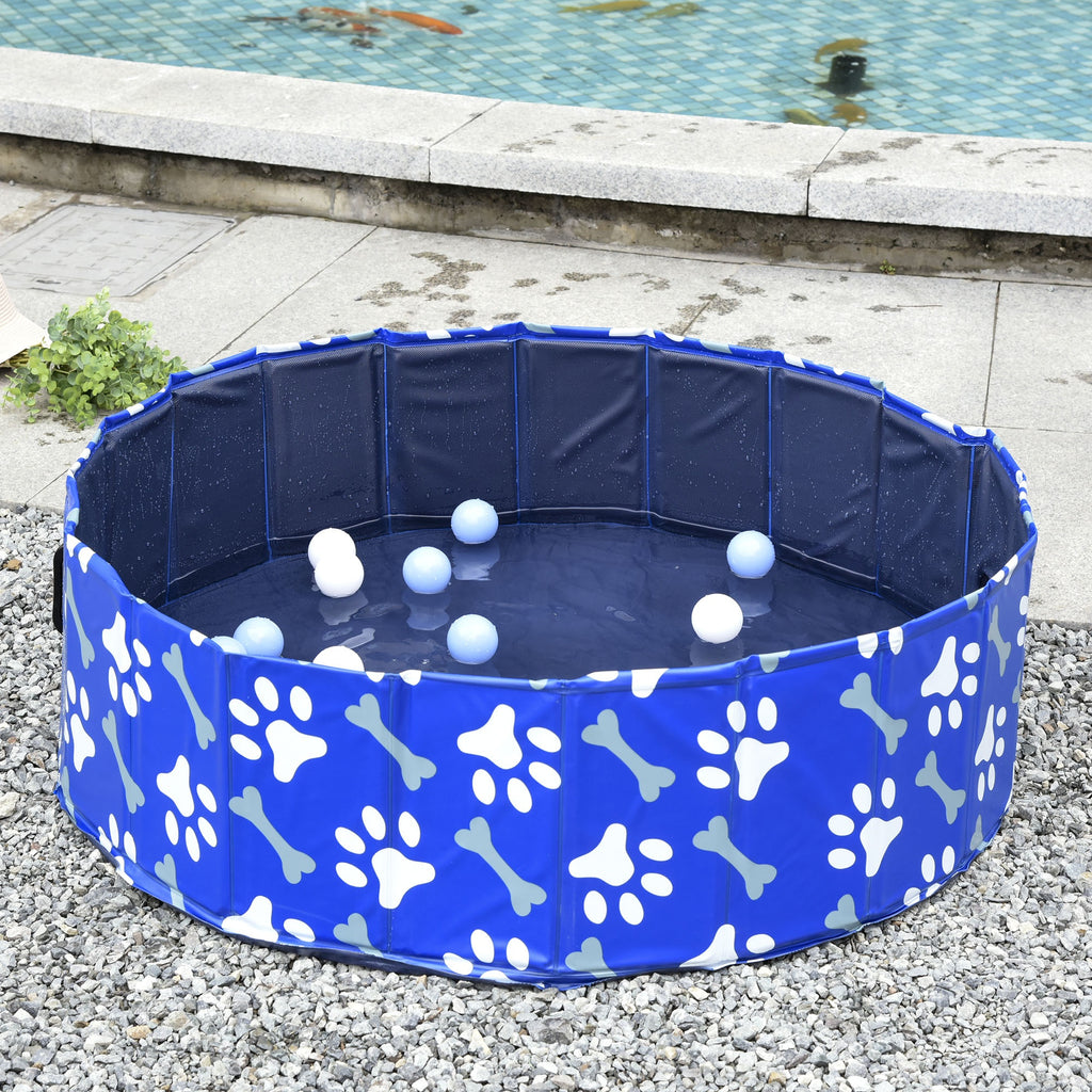PawHut Dog Swimming Pool Foldable Pet Bathing Shower Tub Padding Pool Dog Cat Puppy Washer Indoor/Outdoor Φ100 × 30H cm S Sized - Inspirely