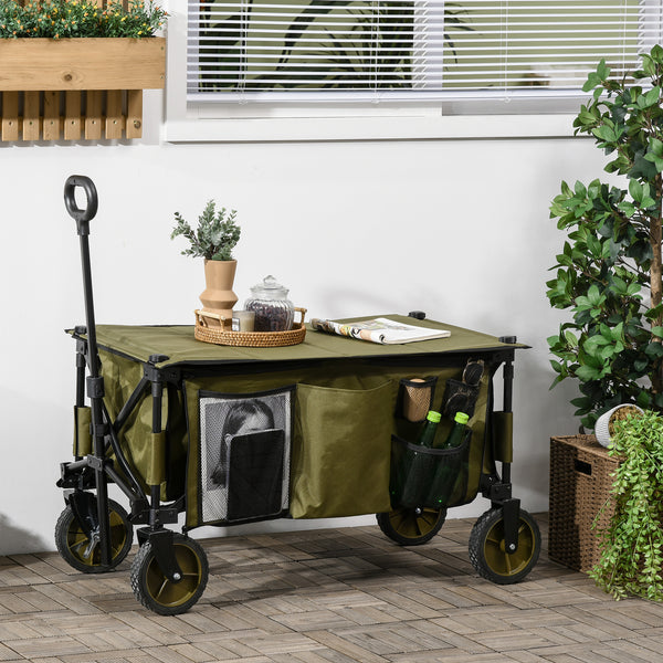 Outsunny Folding Wagon Garten Cart Foldable Camping Trolley Steel Oxford