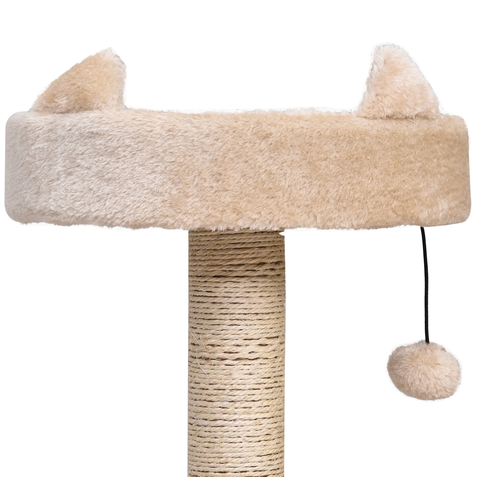 PawHut Cats 3-Tier Sisal Rope Scratching Post w/ Toys Beige