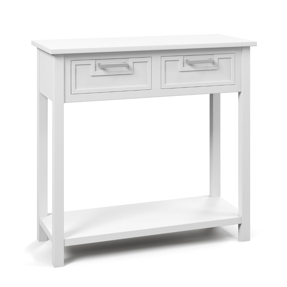 Modern Console Table 2 Drawer with Shelf-White