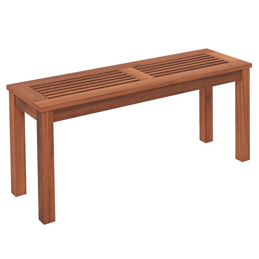 2-Person Patio Wood Bench with Slatted Seat