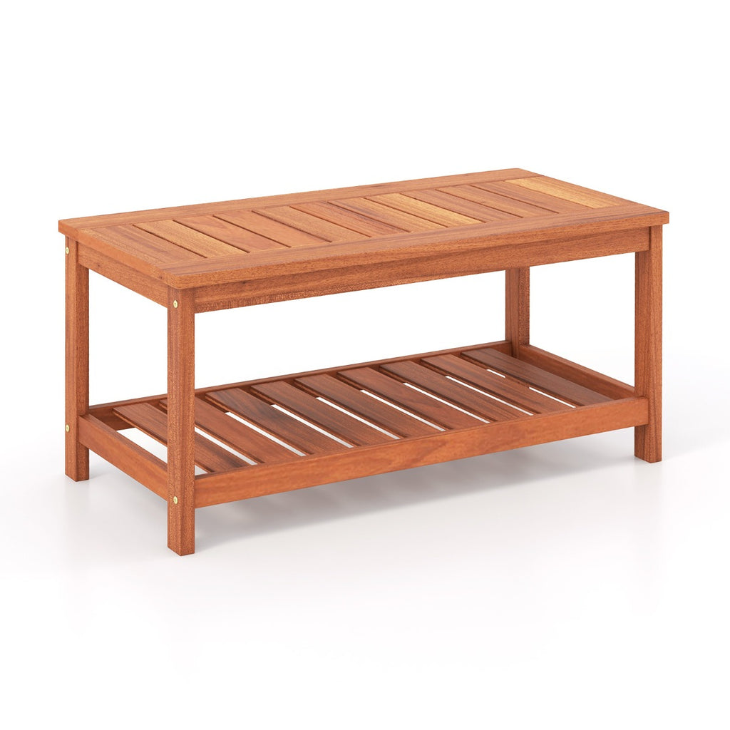 Patio Coffee Table with Solid Wood Structure