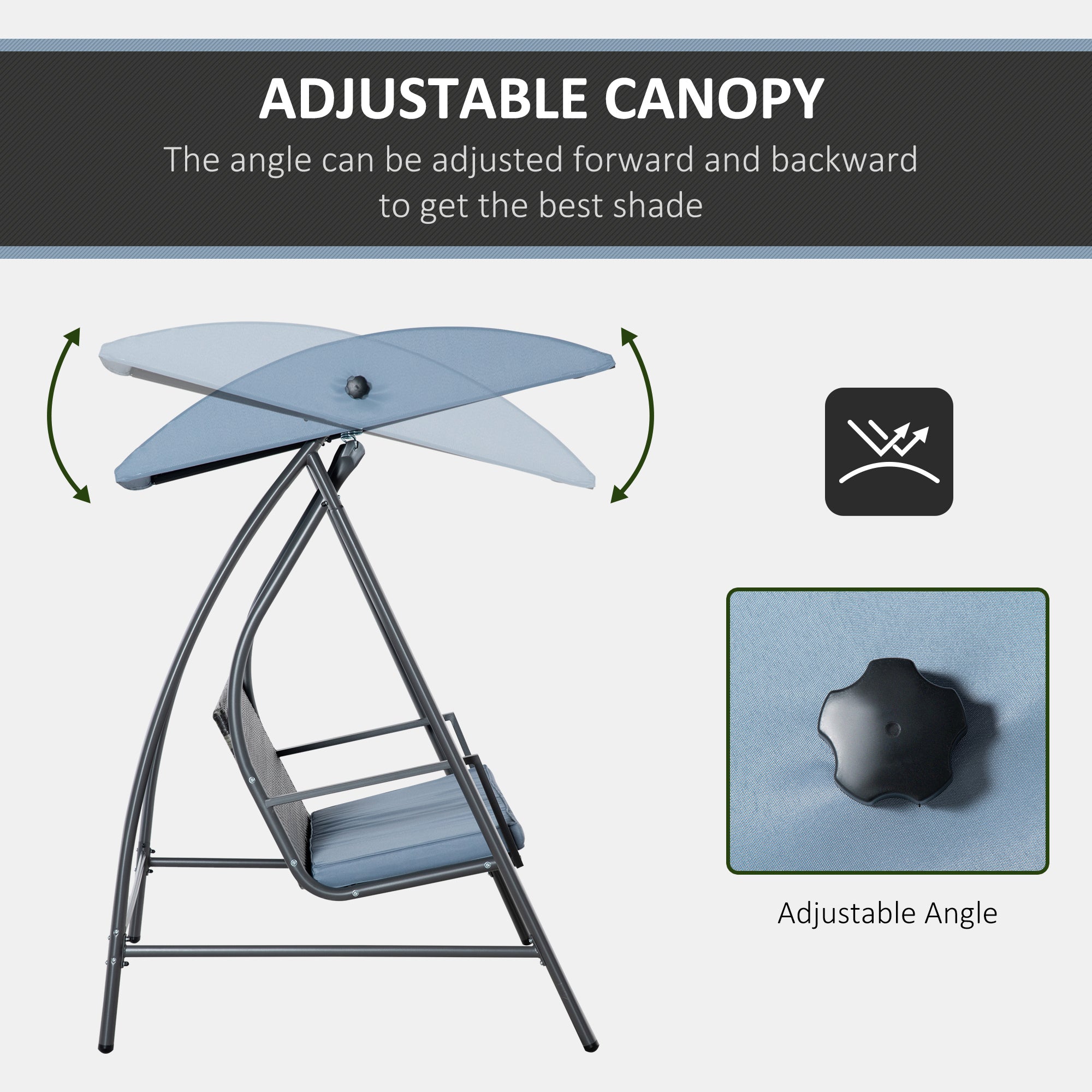 Outsunny 2-3 Seater Outdoor Garden Rattan Swing Chair with Adjustable Canopy Removable Cushion Hammock Seater Bench Bed Lounger, Mixed Grey - Inspirely