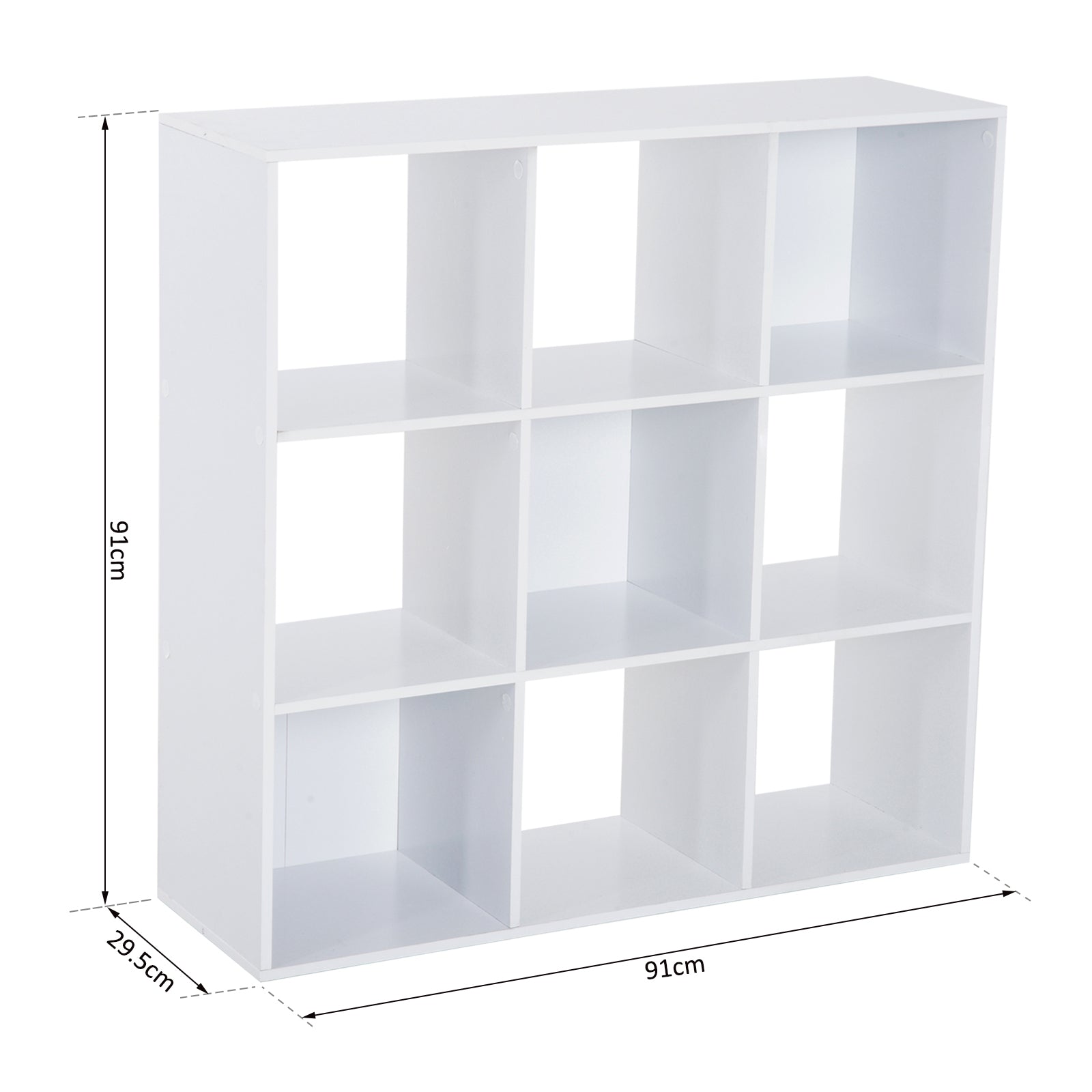 HOMCOM Wooden 9 Cube Storage Cabinet Unit 3 Tier Shelves Organiser Display Rack Living Room Bedroom Furniture - White - Inspirely
