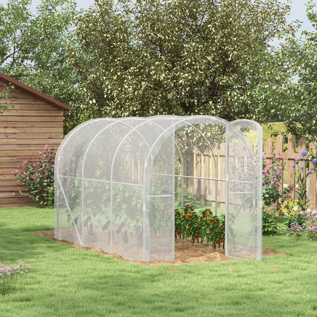 Outsunny Polytunnel Greenhouse Walk-in Grow House with PE Cover, Door and Galvanised Steel Frame, 3 x 2 x 2m, Clear