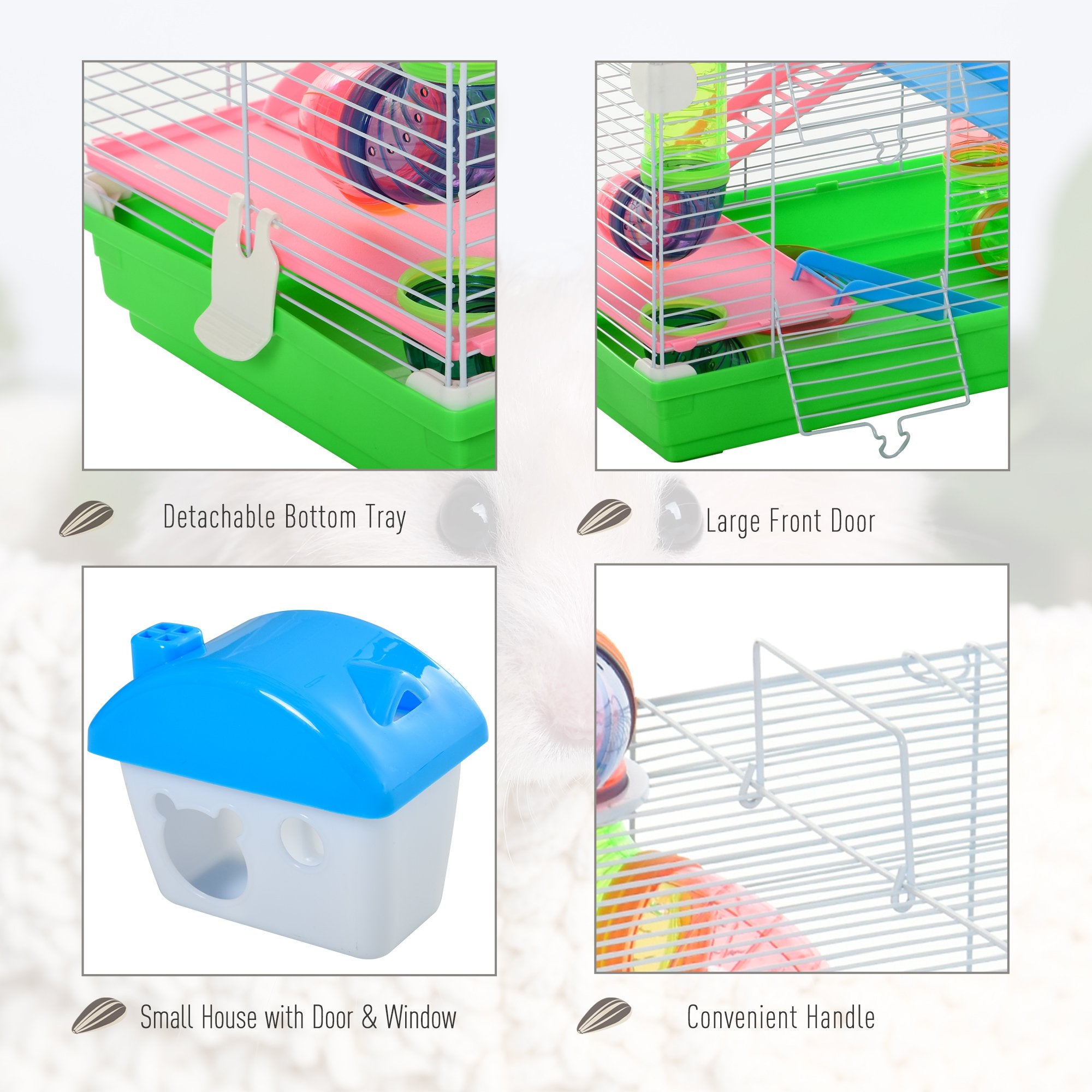 Pawhut 5 Tier Hamster Cage Carrier Habitat Small Animal House with Exercise Wheels Tunnel Tube Water Bottle Dishes House Ladder for Dwarf Mice, Green - Inspirely