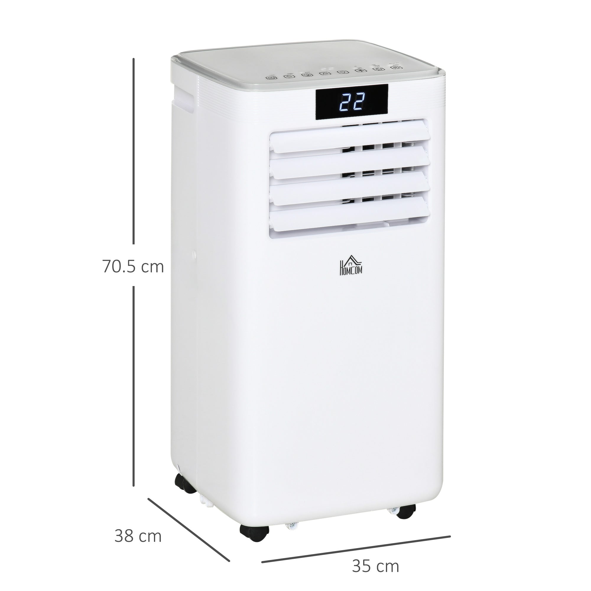 HOMCOM 7000 BTU Mobile Air Conditioner Portable AC Unit for Cooling Dehumidifying Ventilating with Remote Controller, LED Display, Timer, White