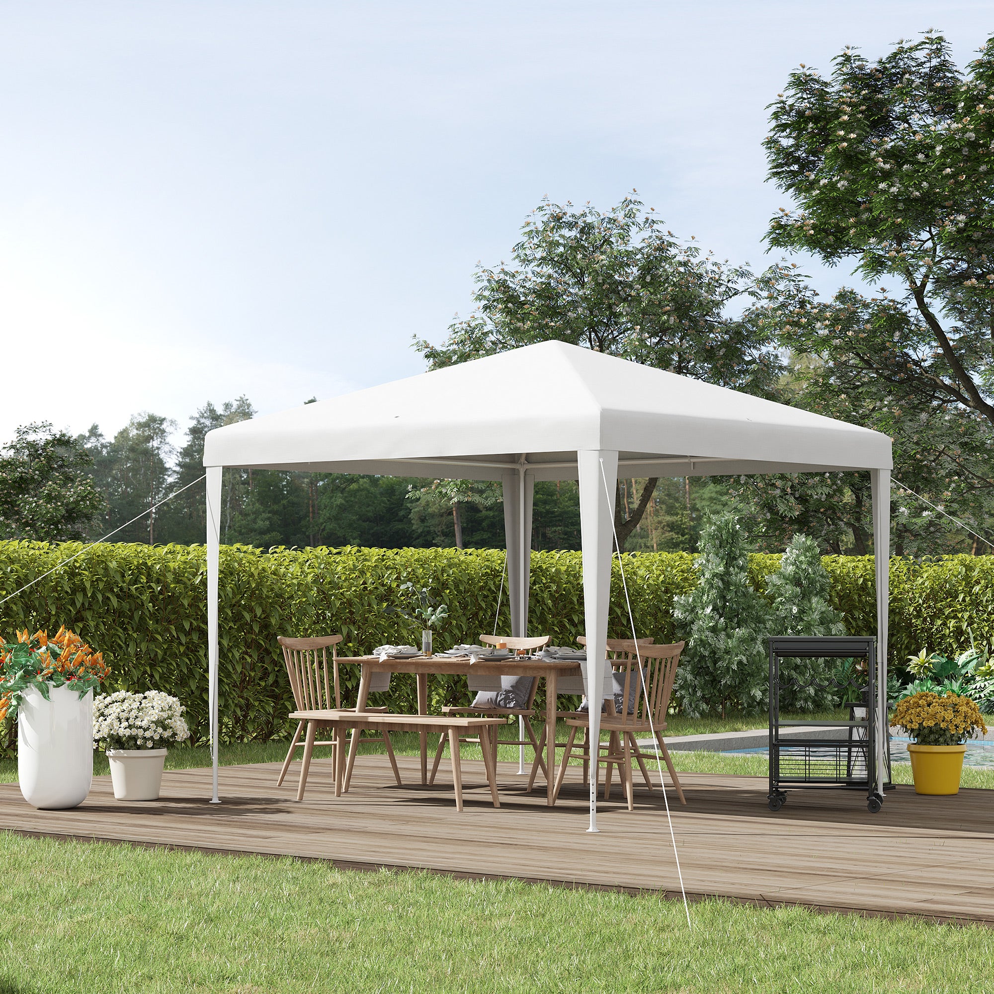 Outsunny 2.7m x 2.7m Garden Gazebo Marquee Party Tent Wedding Canopy Outdoor, White