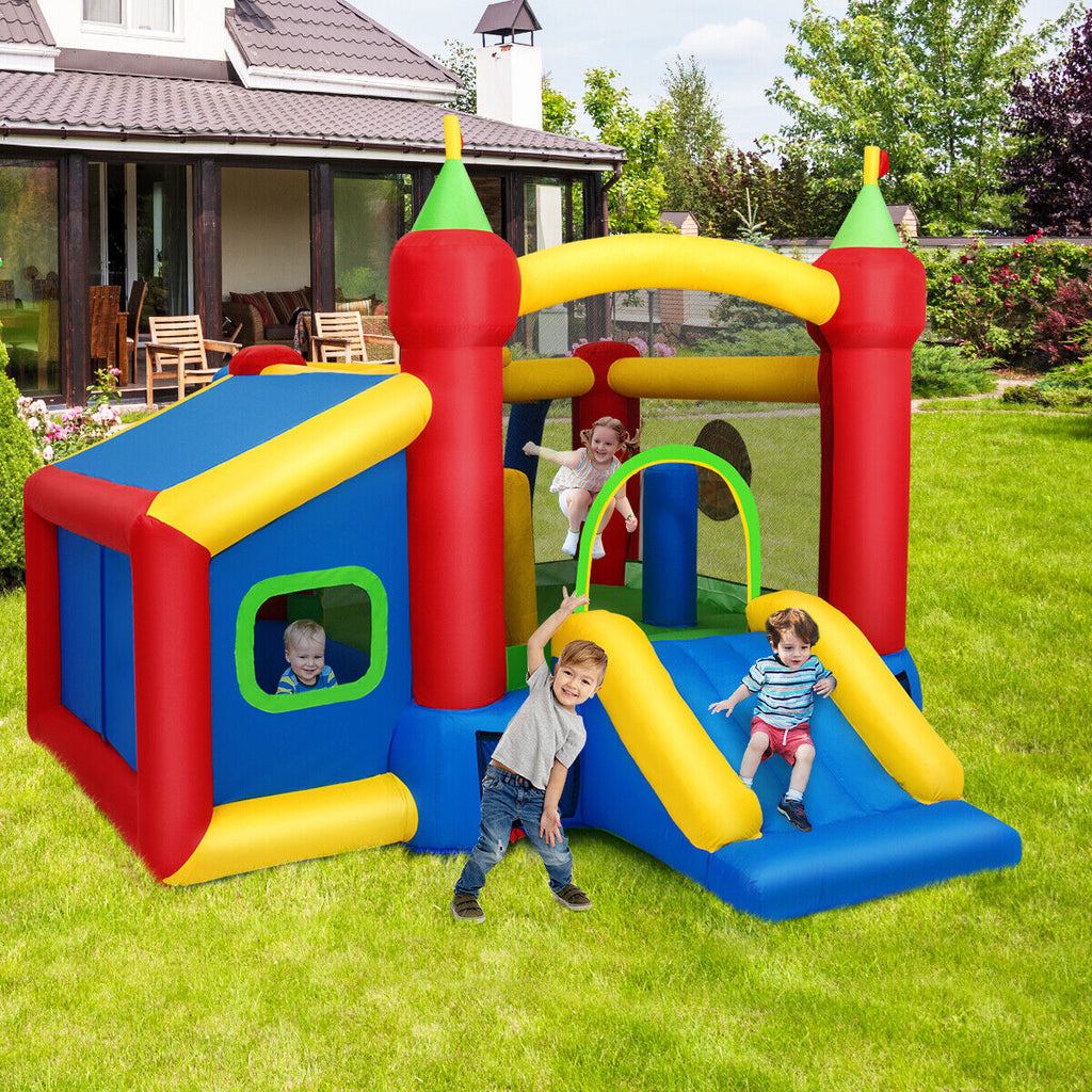 Inflatable Bounce House with 100 Ocean Balls and Basketball Hoop