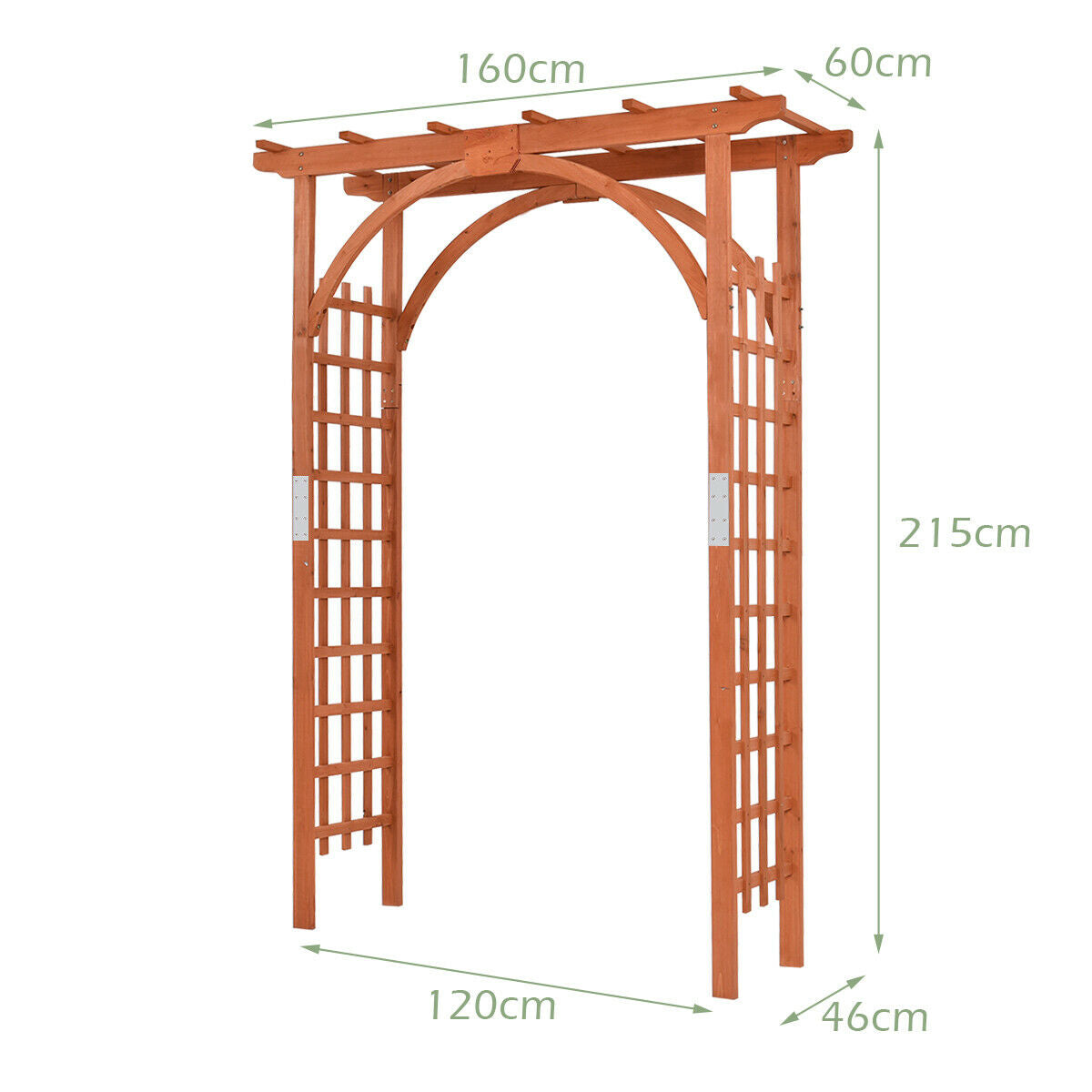 Wood Arbor Arch with Support Rack for Garden Plants and Flowers Decoration