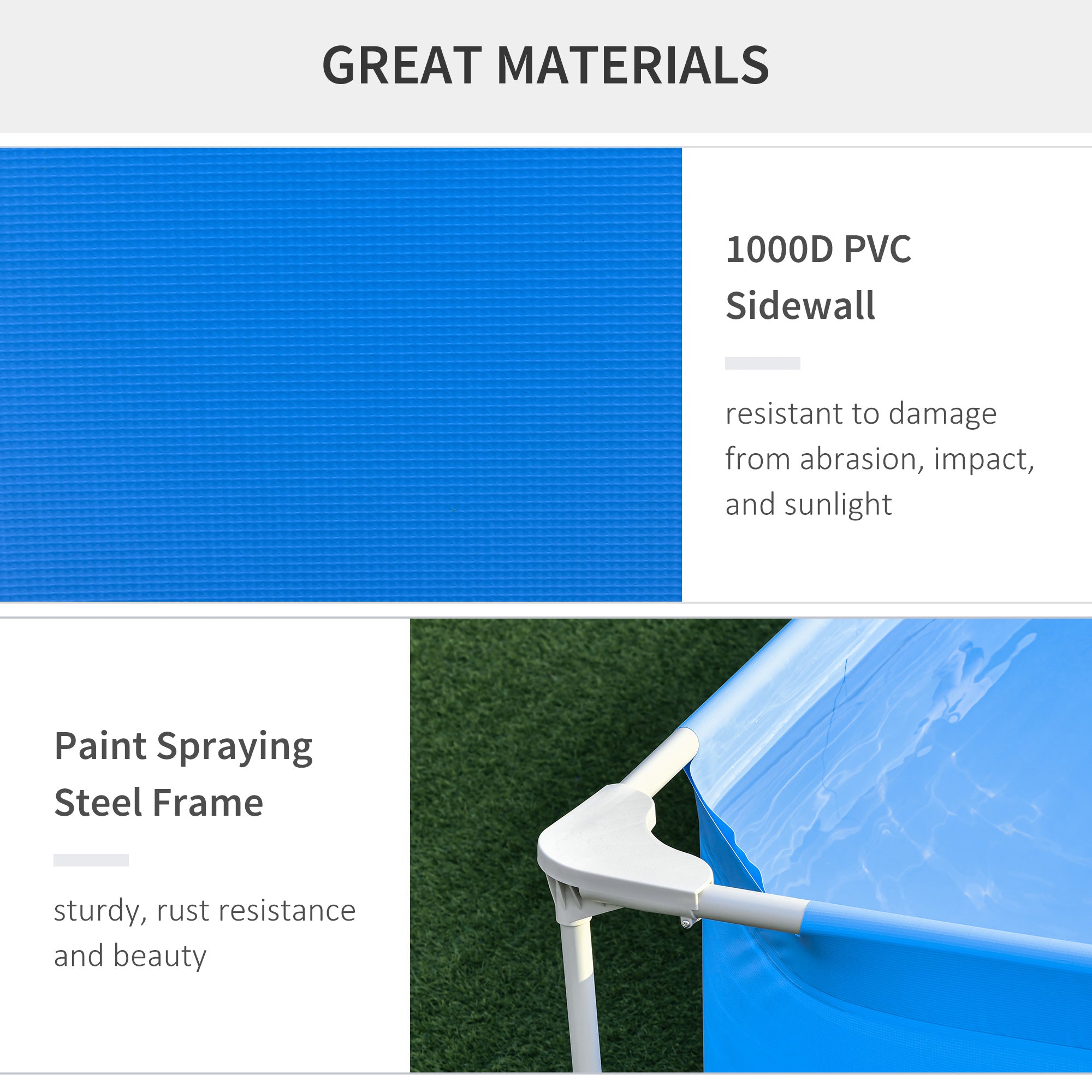 Outsunny Steel Frame Pool with Filter Pump and Filter Cartridge Rust Resistant Above Ground Pool with Reinforced Sidewalls, 252 x 152 x 65cm, Blue - Inspirely