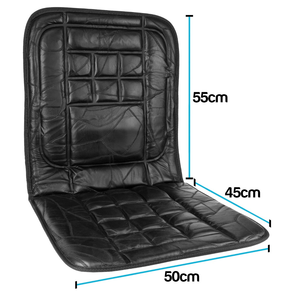 2 x Orthopaedic Leather Car Seat Covers - Black - Inspirely