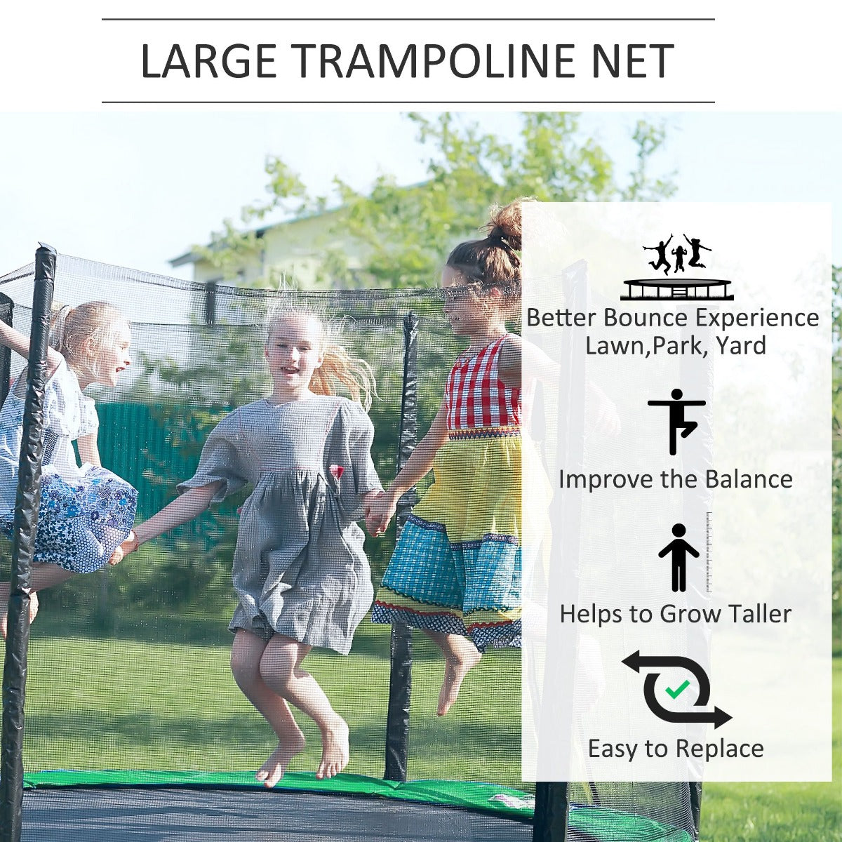 HOMCOM 10ft Replacement Safety Trampoline Net with Enclosure - Inspirely
