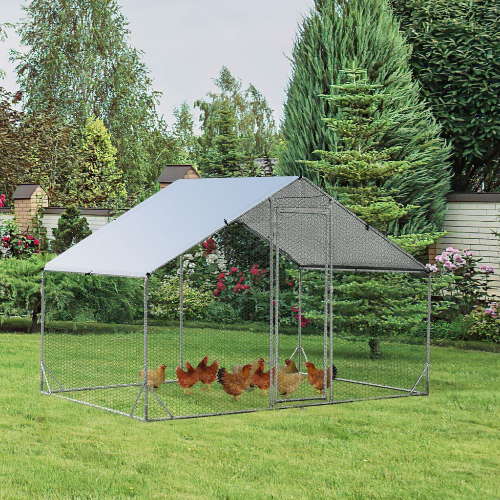 Large Spire Shaped Chicken Run Coop with Waterproof and Sun Protective Cover