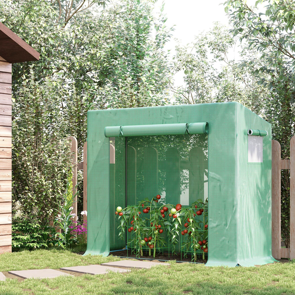 Outsunny Garden Greenhouse with PE Plant Cover, Windows and Zipper Door for Fruit and Veg 198L x 77W x 149-168H cm - Inspirely