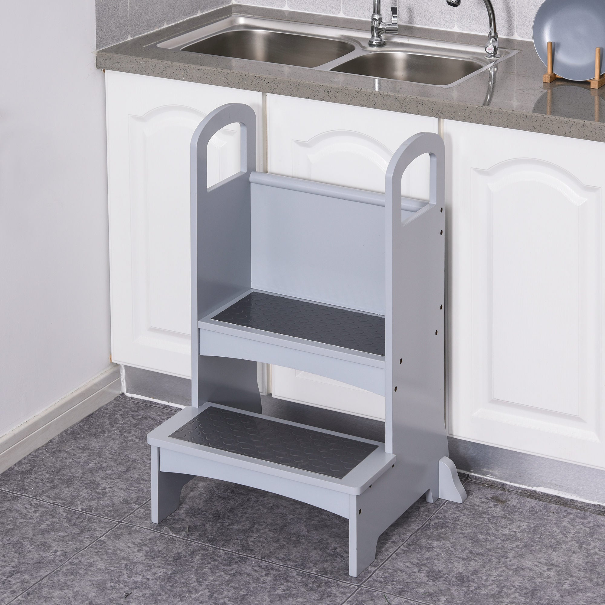 Kitchen Helper Step Stool with2 Steps & Handles Suitable for Children - Inspirely