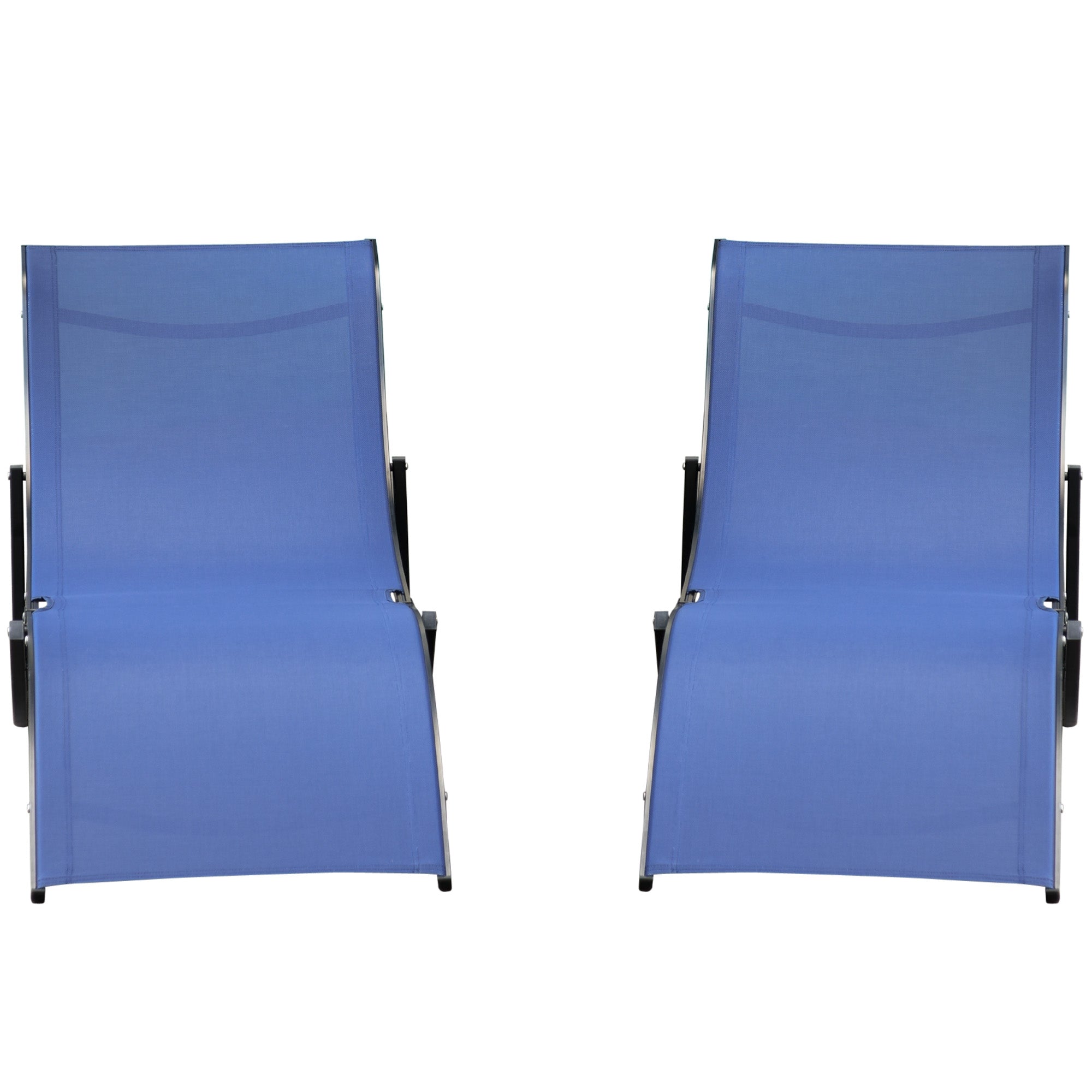 Outsunny Set of 2 S-shaped Foldable Lounge Chair Sun Lounger Reclining Outdoor Chair for Patio Beach Garden Blue - Inspirely
