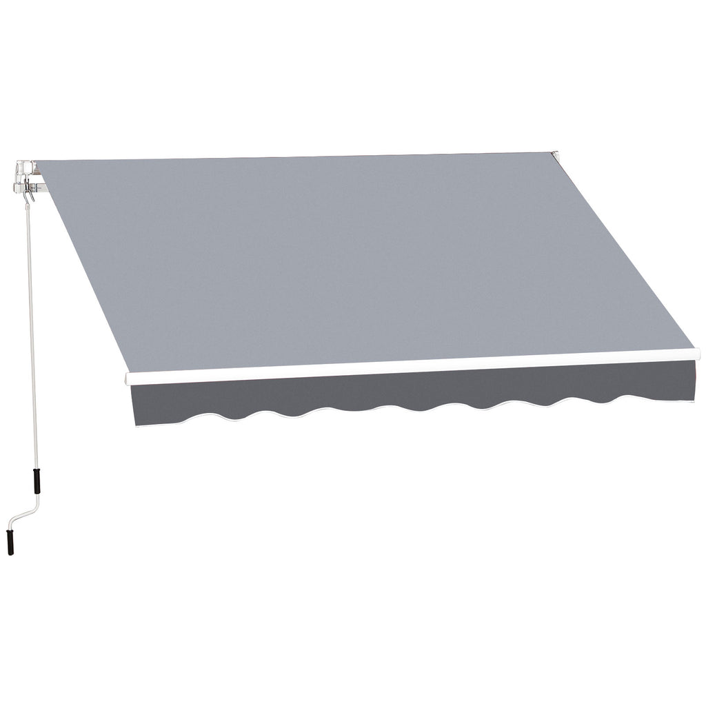 Outsunny 2.5m x 2m Garden Patio Manual Awning Canopy Sun Shade Shelter Retractable with Winding Handle Grey - Inspirely