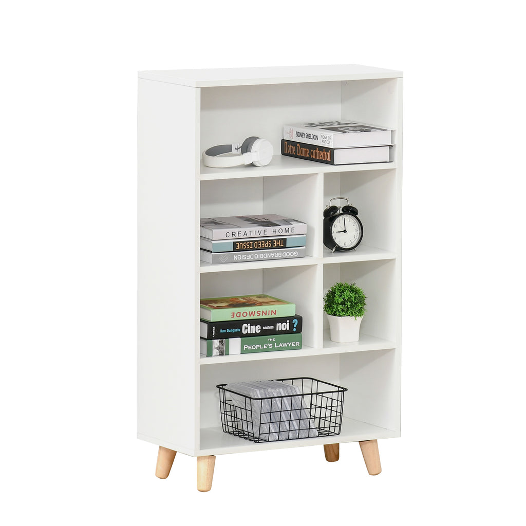 HOMCOM Bookcase Modern Bookshelf Display Cabinet Cube Storage Unit for Home Office Living Room Study White - Inspirely