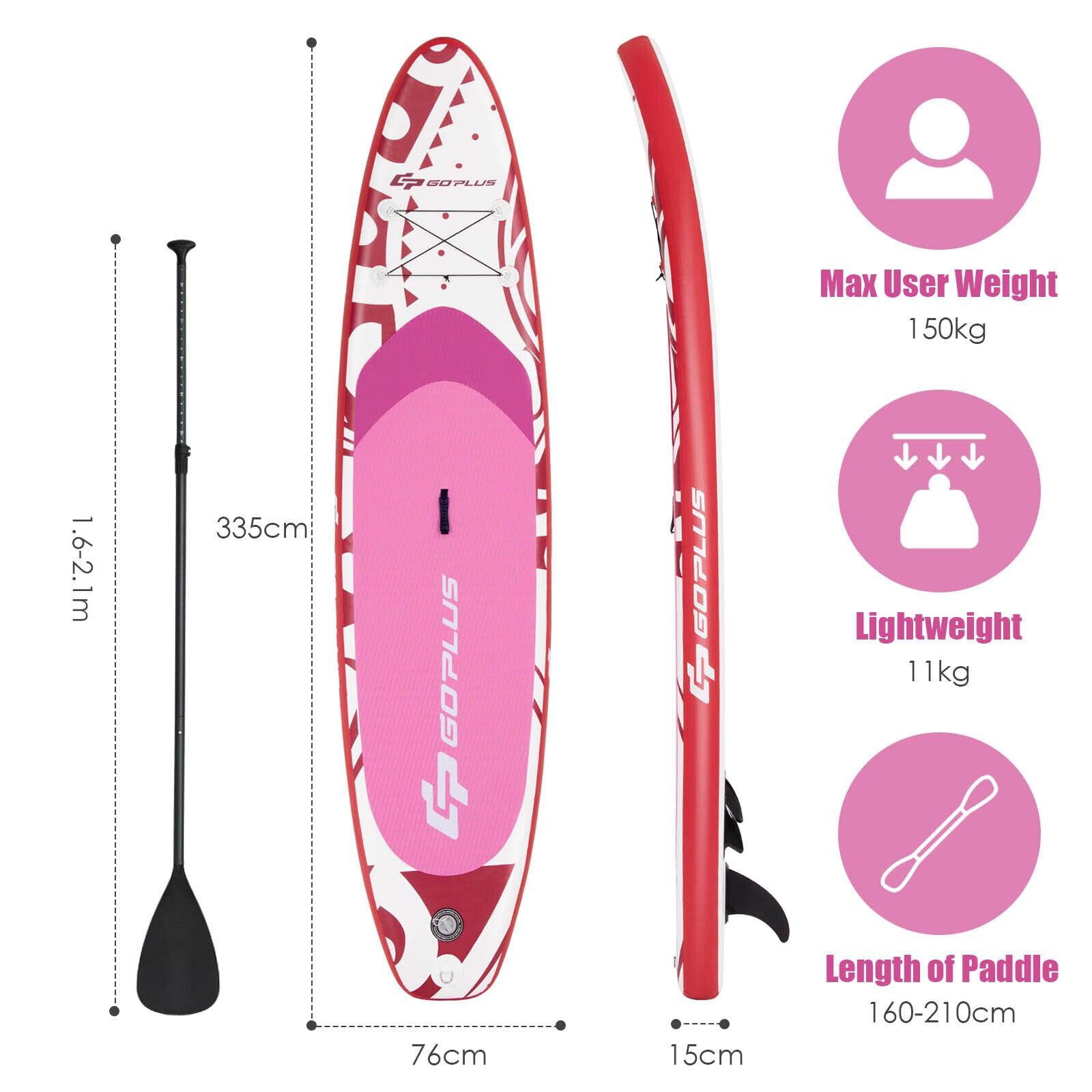 Inflatable Stand Up Paddle Board with Accessories for All Skill Levels-L