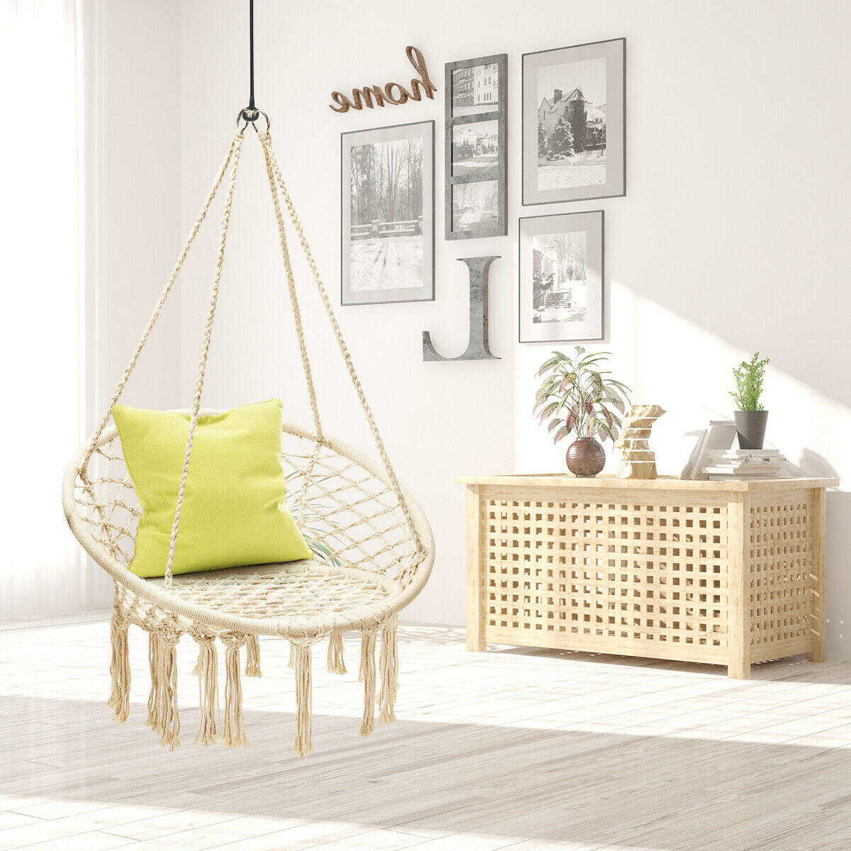 Hammock Swing Chair with Metal Rings (Stand not Included)-White