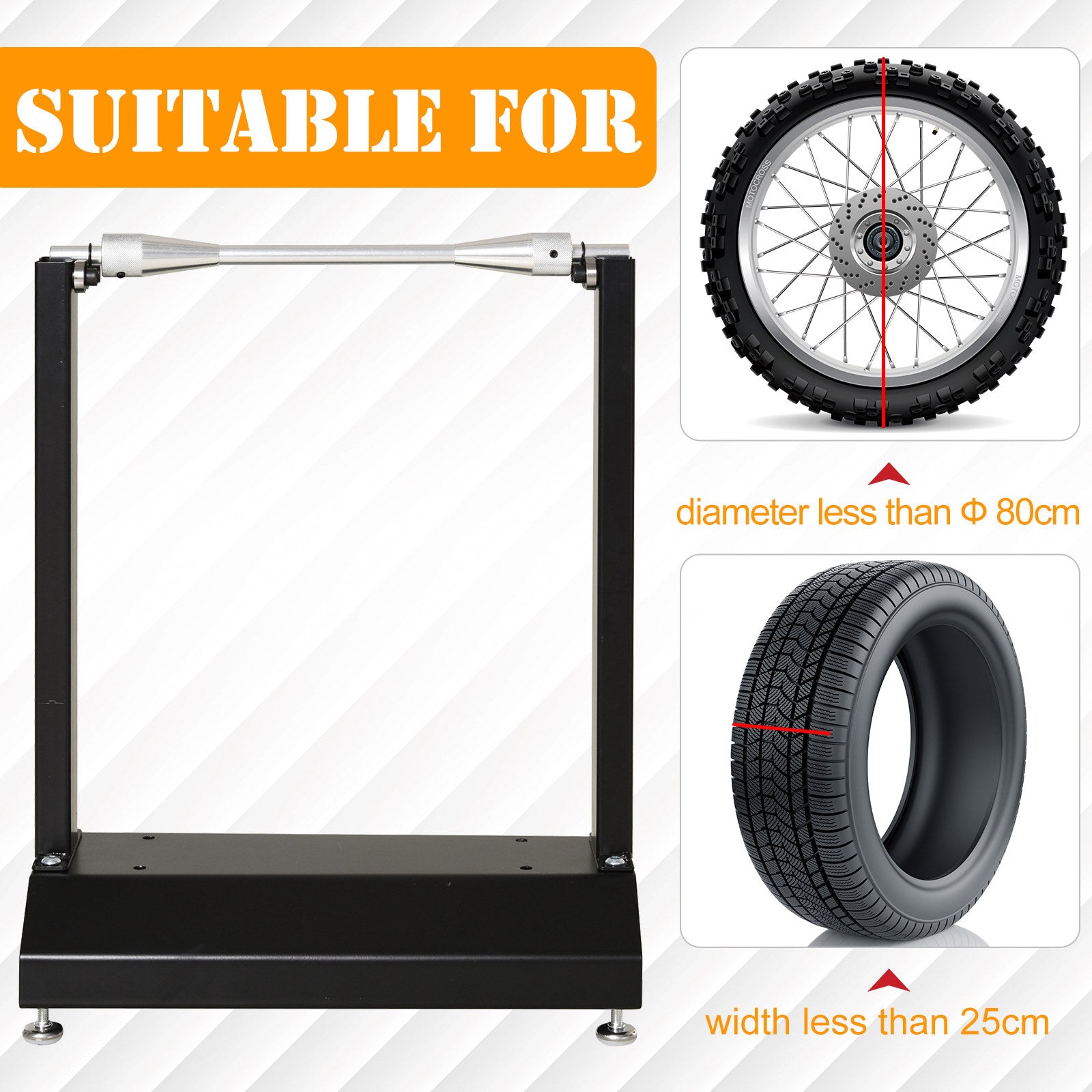 DURHAND Motorcycle / Bicycle Wheel Lifting Balance Stand, Motorbike Portable Stand, Rotating Adjustment Wheel