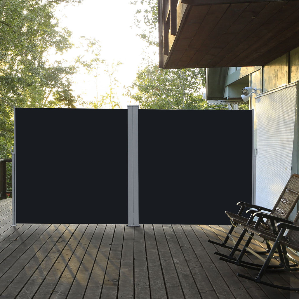 Outsunny 6 x 2m Retractable Sun Side Awning Screen Fence Patio Garden Wall Balcony Screening Panel Outdoor Blind Privacy Divider – Black - Inspirely