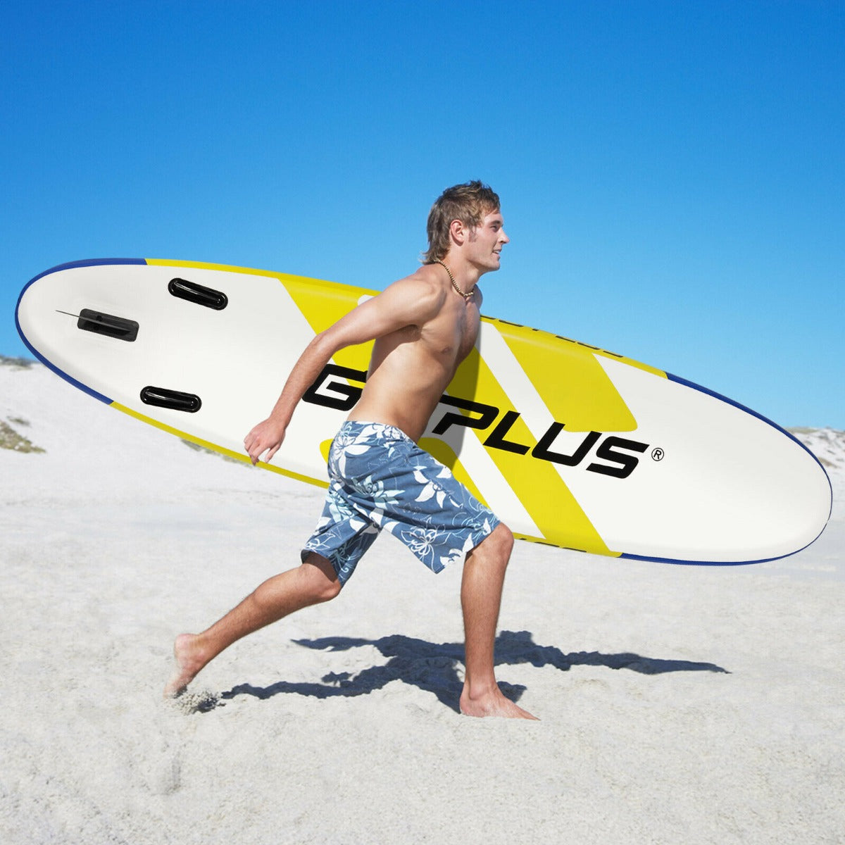 11FT Inflatable Stand Up Paddle Board with Hand Pump-Yellow &amp; Blue