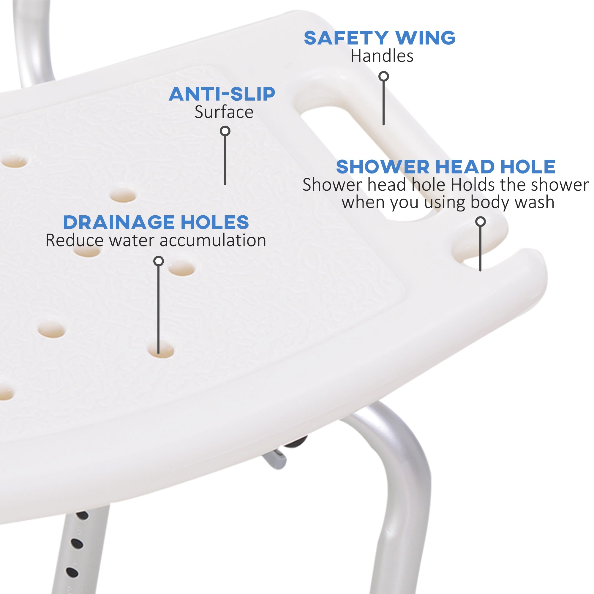 HOMCOM Bath Chair Shower Stool Safety Seat Bathroom Adjustable Positions Elderly Aids - Inspirely
