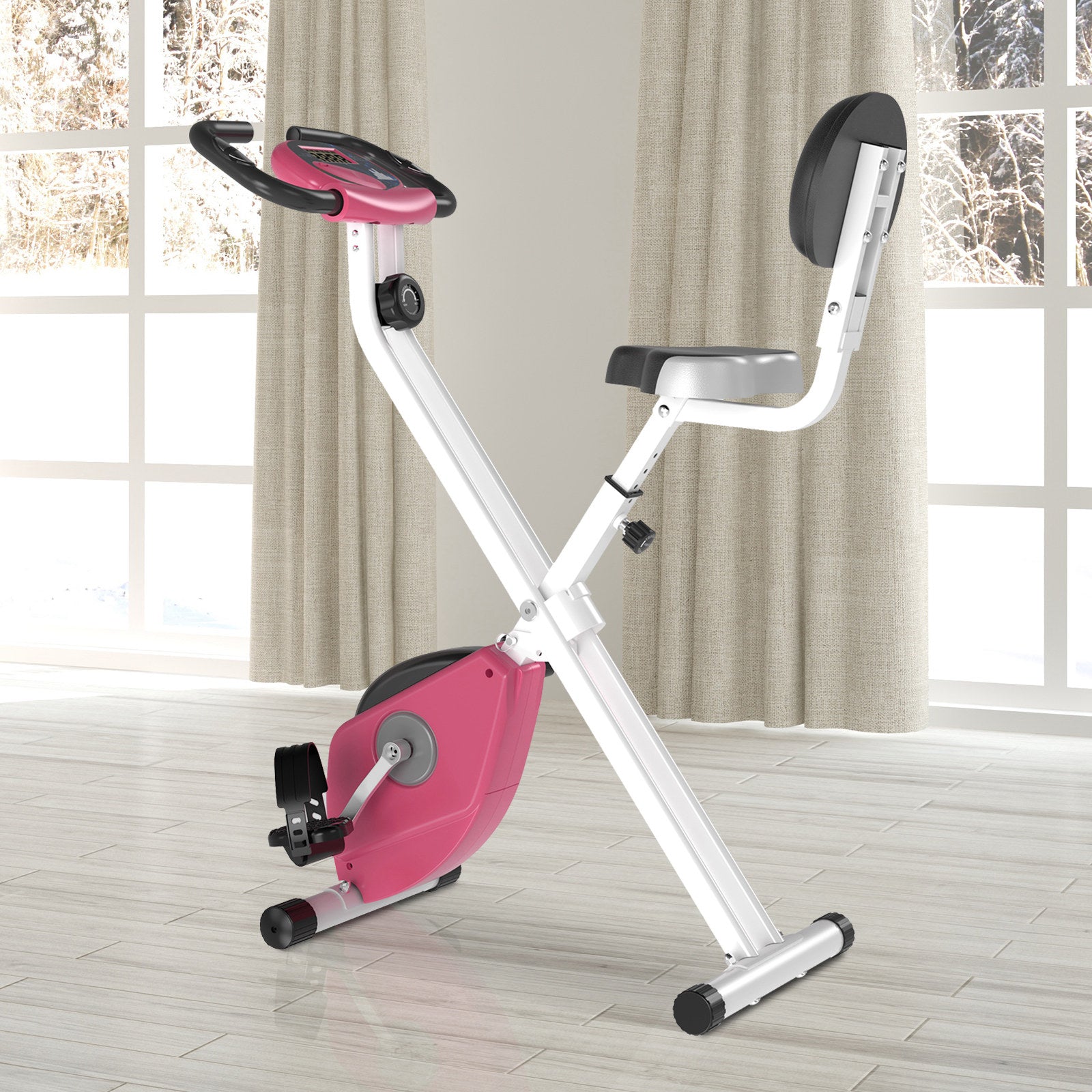 Manual Resistance Exercise Bike Foldable with LCD Monitor - Inspirely