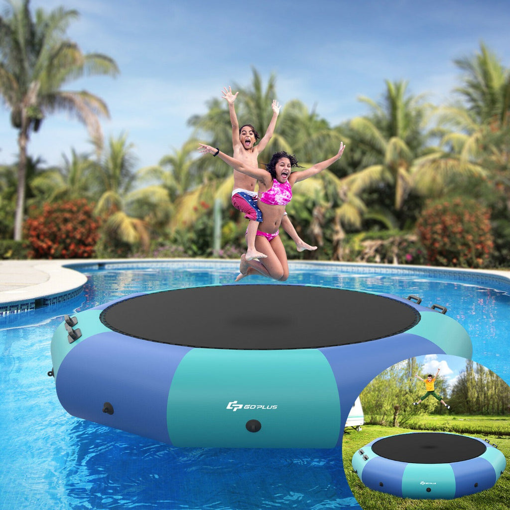10FT Inflatable Water Trampoline with 500W Electric Inflator-Blue