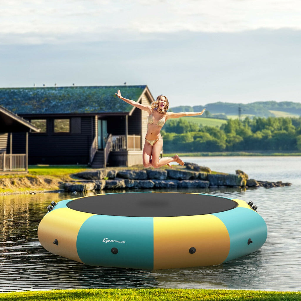 10FT Inflatable Water Trampoline with 500W Electric Inflator-Yellow