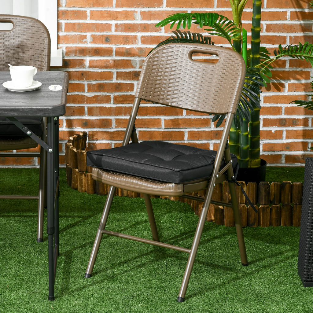 Outsunny Garden Seat Cushion with Ties, 40 x 40cm Replacement Dining Chair Seat Pad, Black